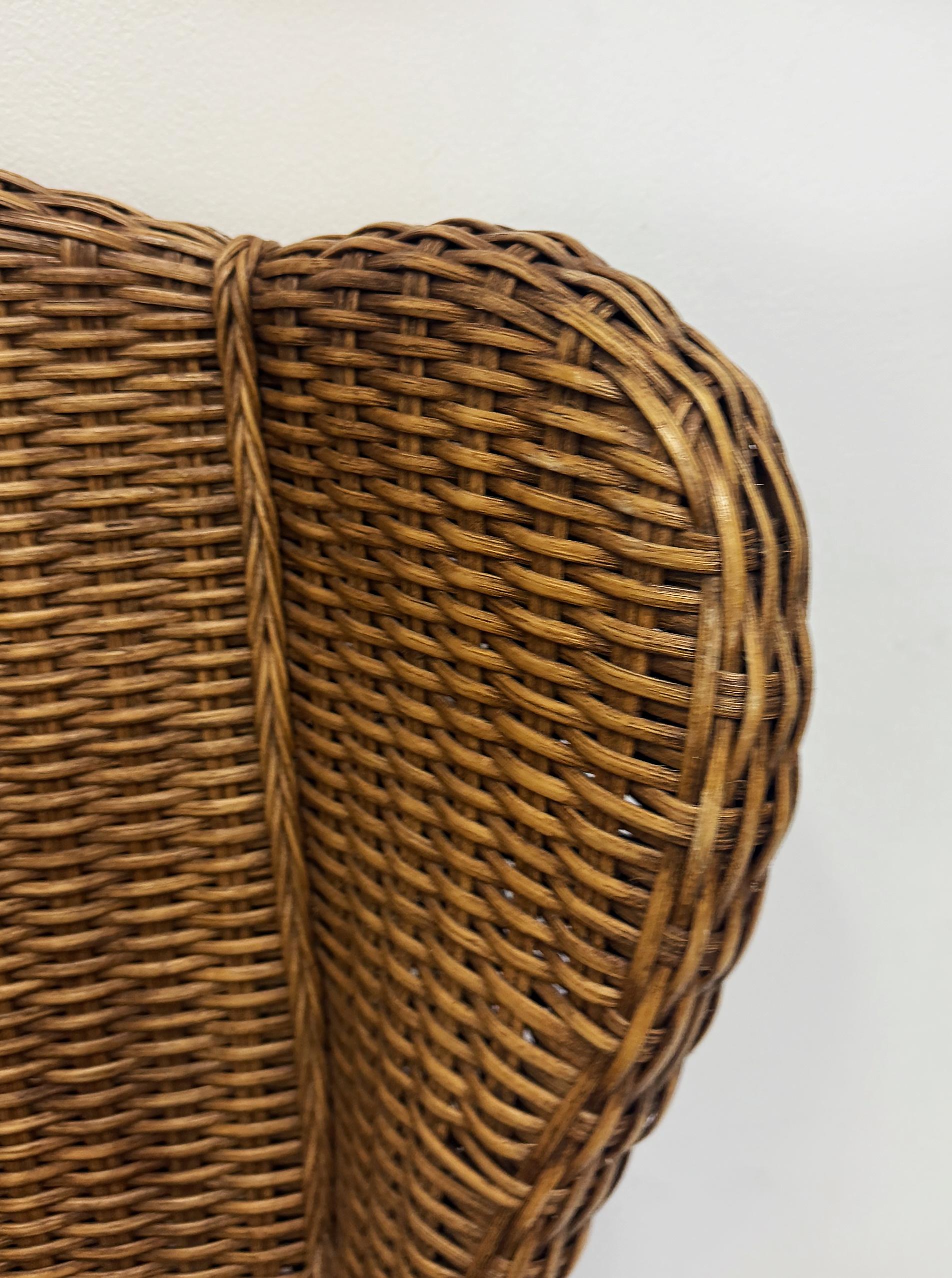 Vintage Braxton Culler Havanna gewebt Rattan Wingback Stühle, Paar im Angebot 5