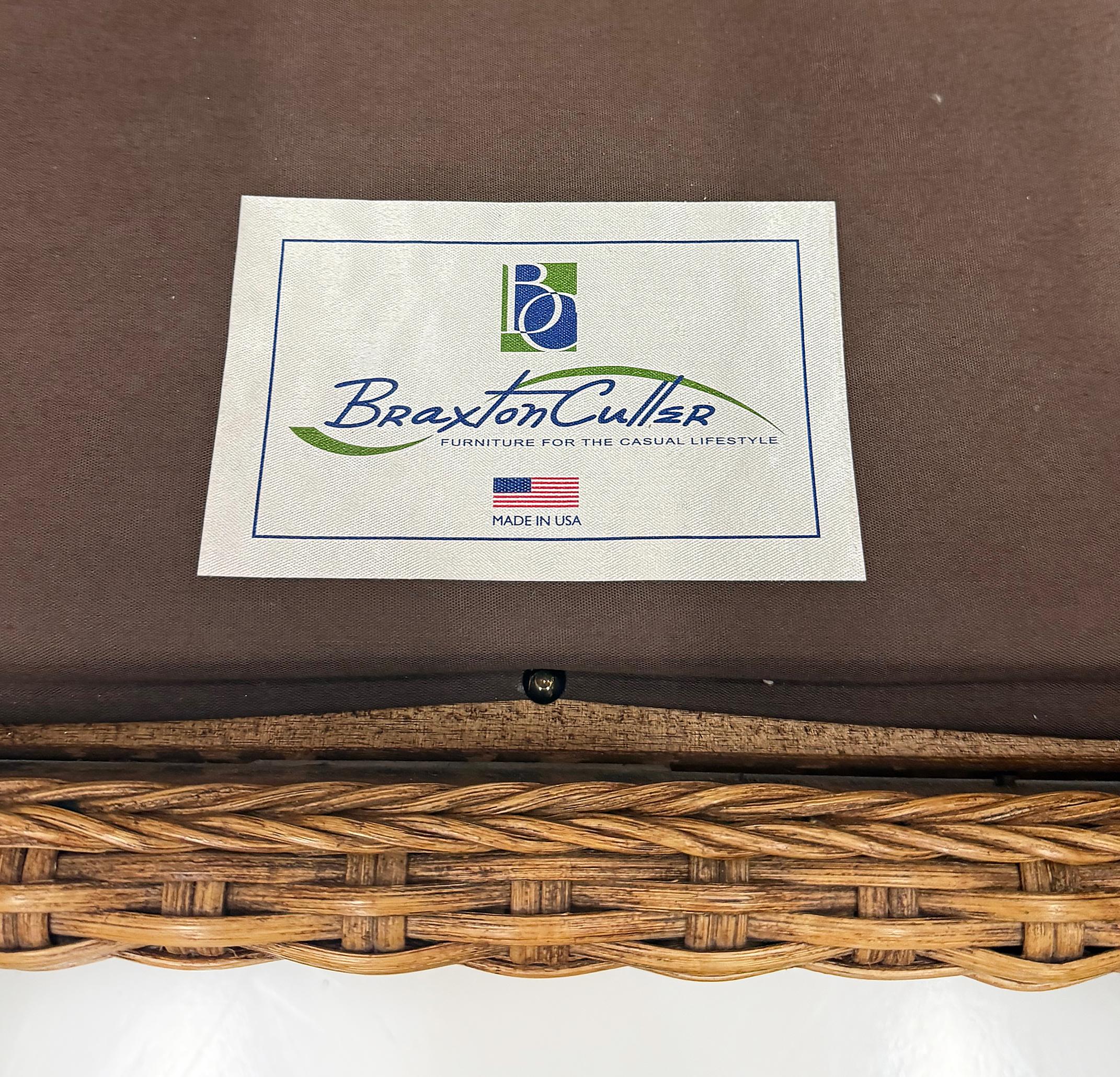 Vintage Braxton Culler Havanna gewebt Rattan Wingback Stühle, Paar im Angebot 6