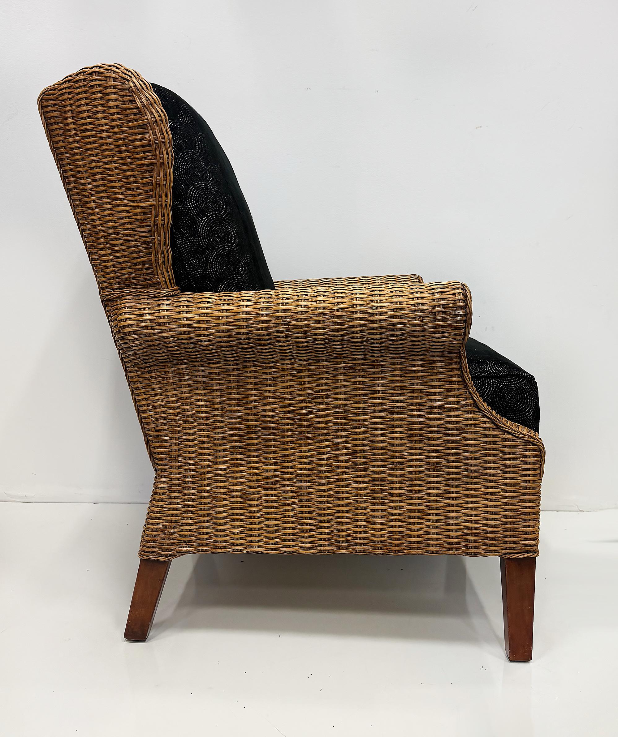 Vintage Braxton Culler Havanna gewebt Rattan Wingback Stühle, Paar im Zustand „Gut“ im Angebot in Miami, FL