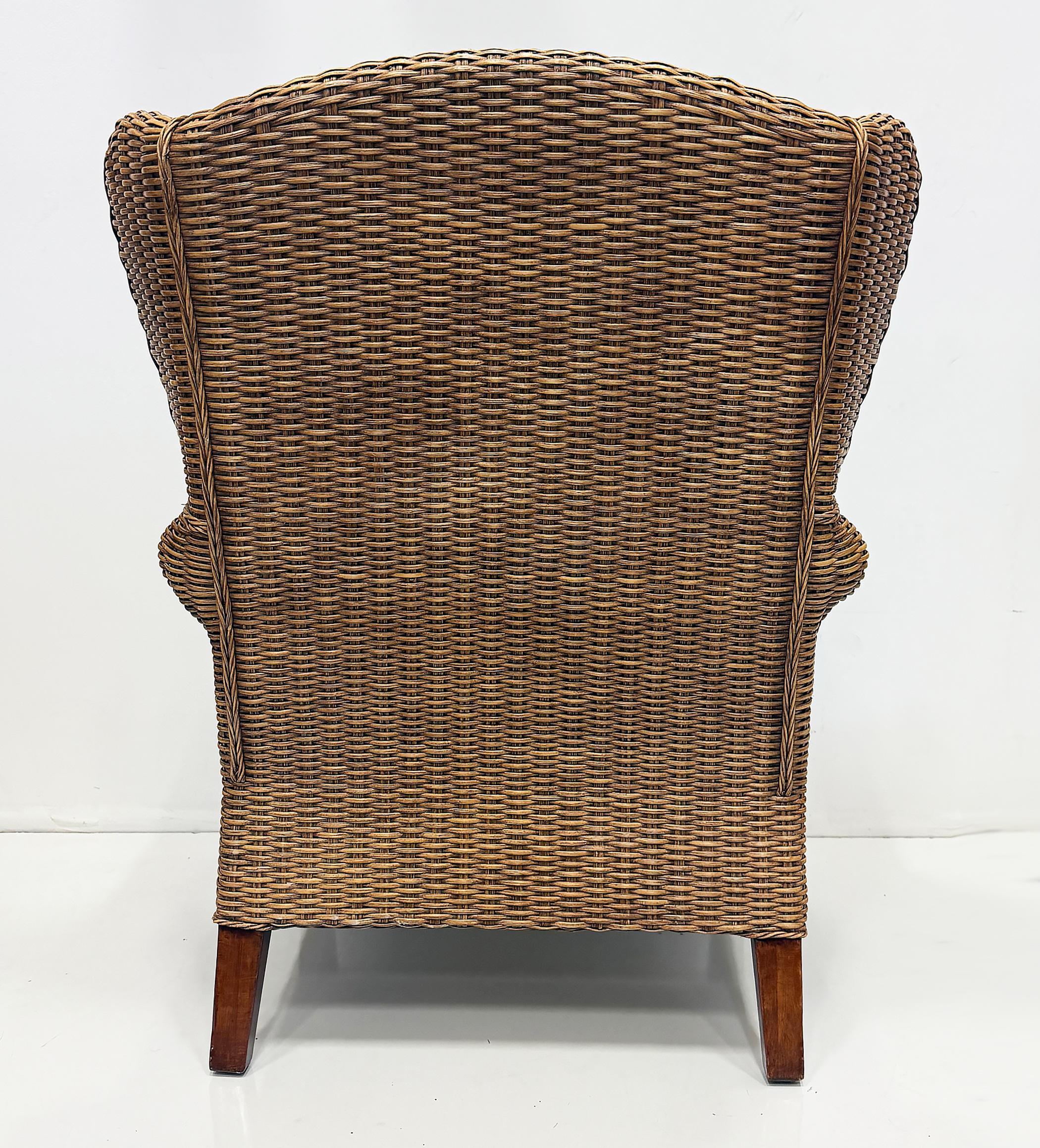 Vintage Braxton Culler Havanna gewebt Rattan Wingback Stühle, Paar im Angebot 1