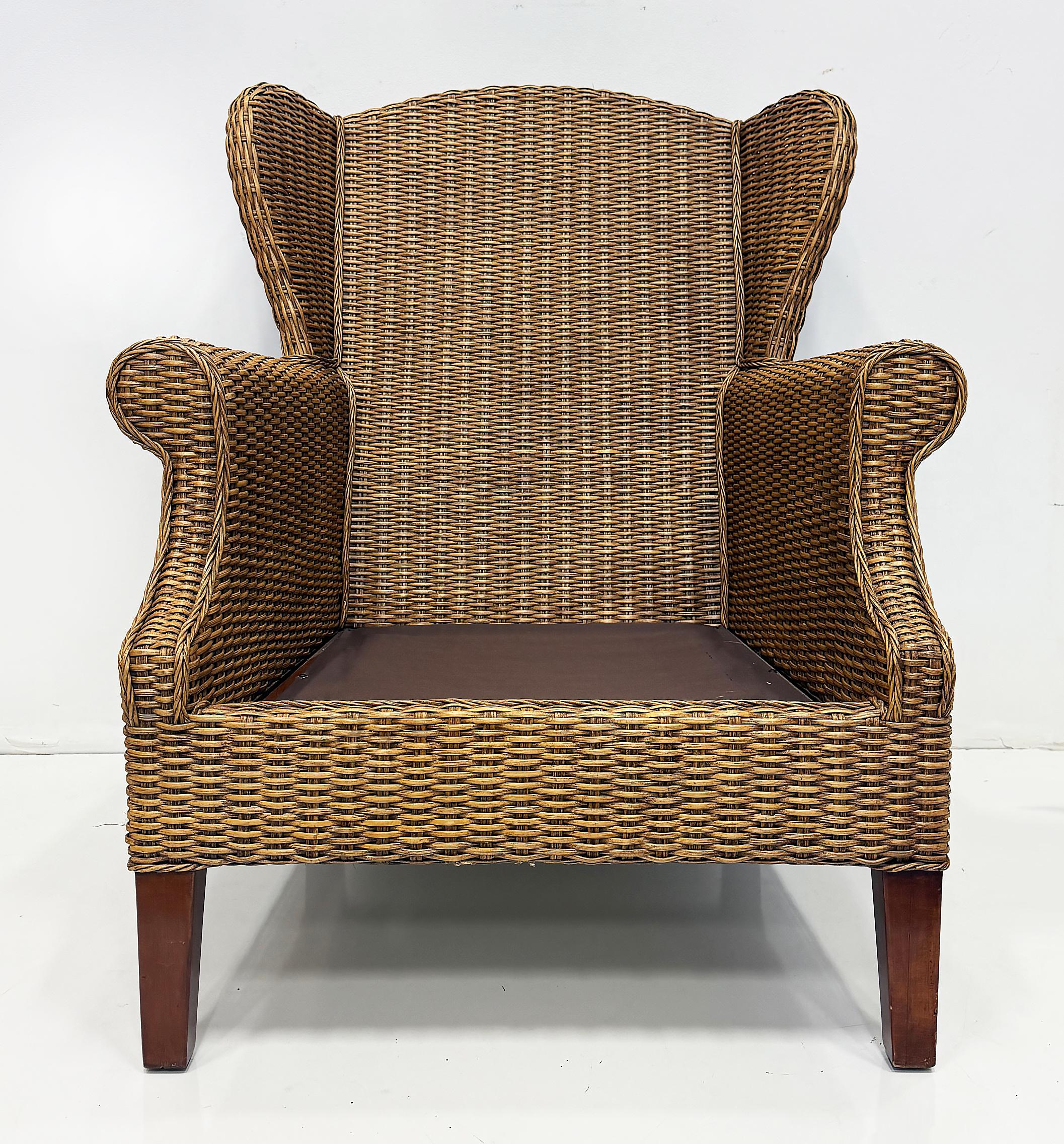 Vintage Braxton Culler Havanna gewebt Rattan Wingback Stühle, Paar im Angebot 2