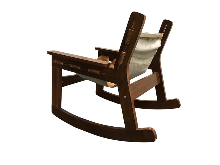 Vintage Brazilian Cowhide Rocking Chair 1950s At 1stdibs