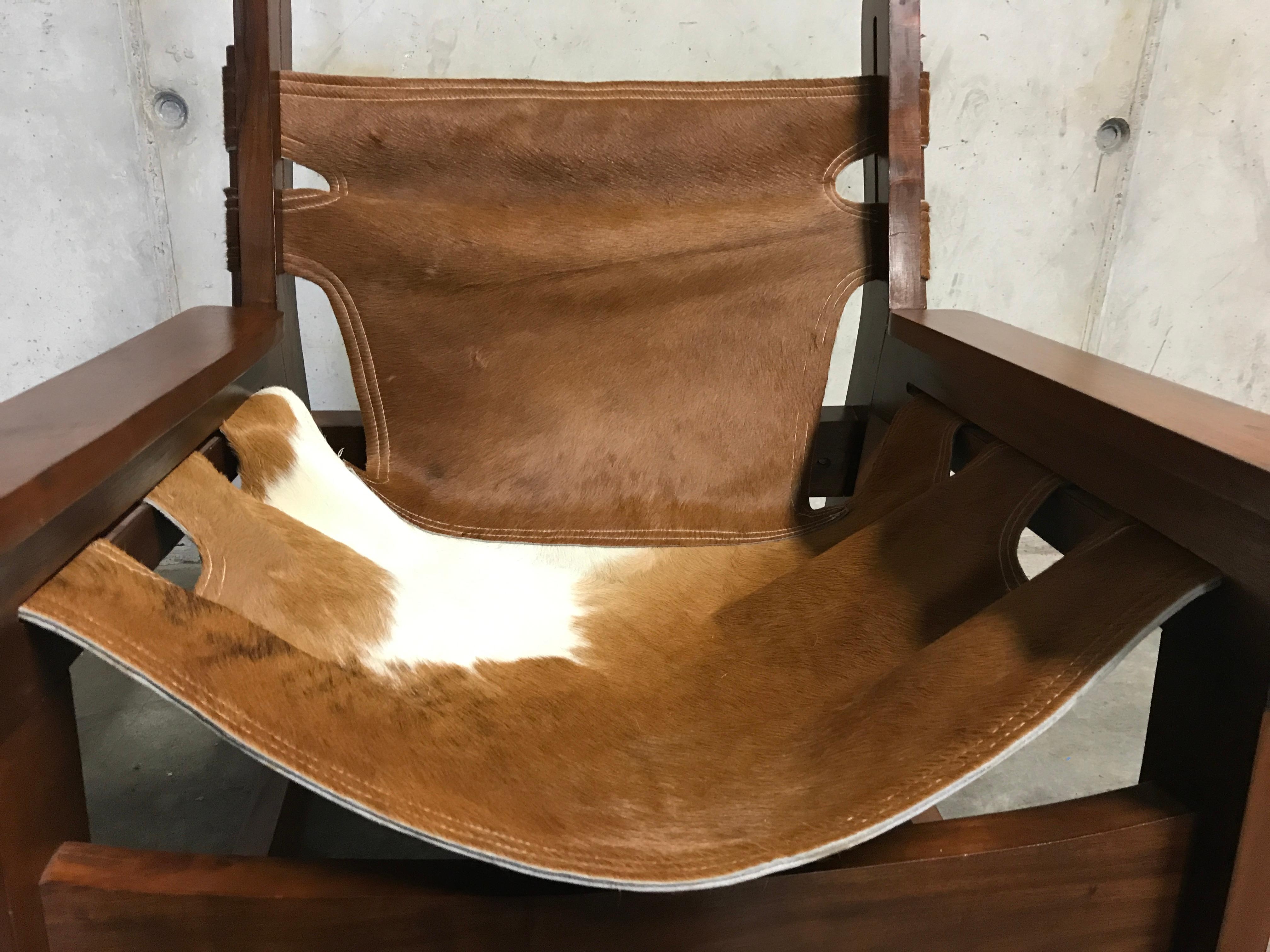Vintage Brazilian Cowhide Rocking Chair, 1950s 2