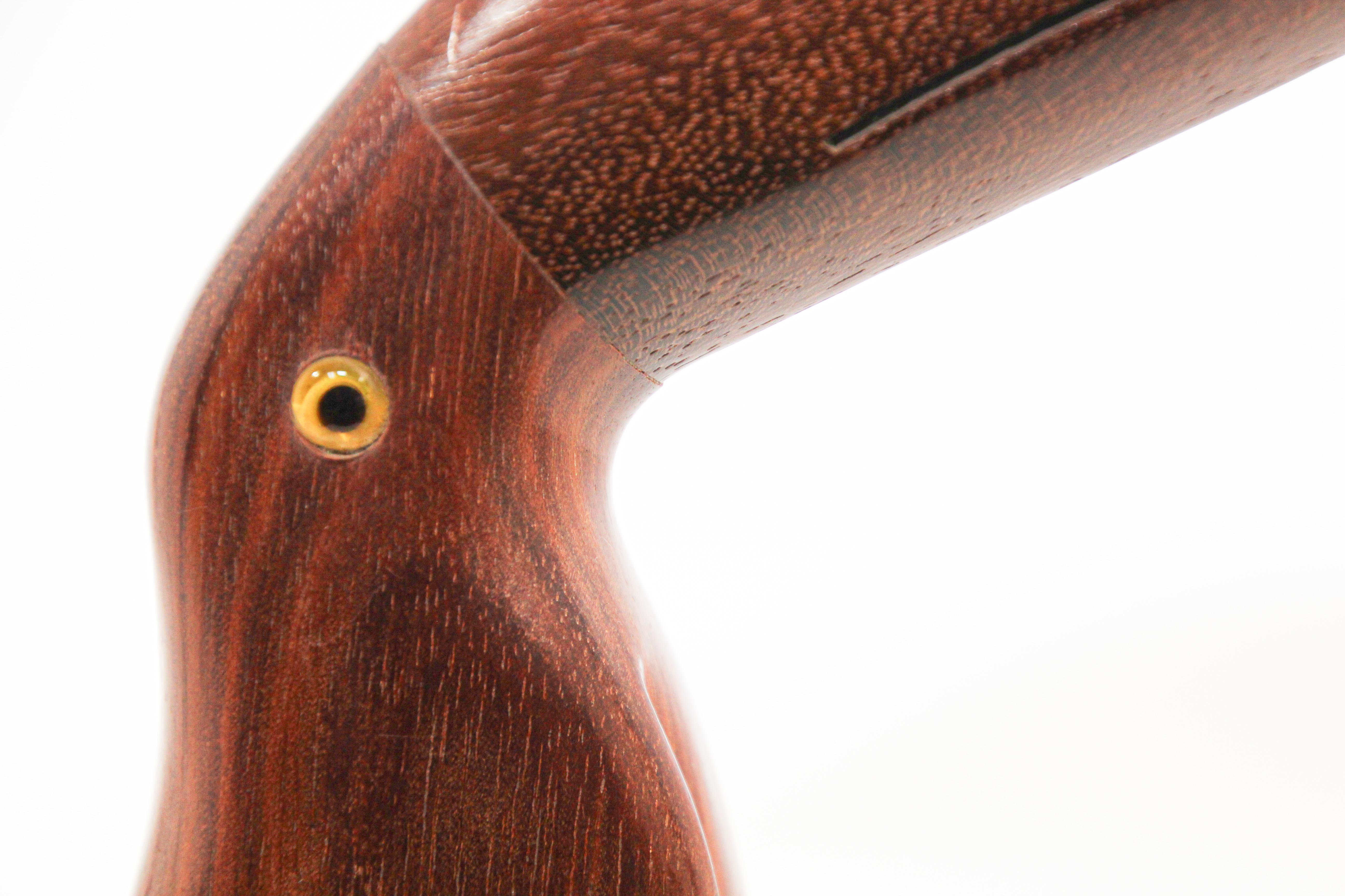 Wood Vintage Brazilian Hand-carved Ironwood Sculpture of a Toucan