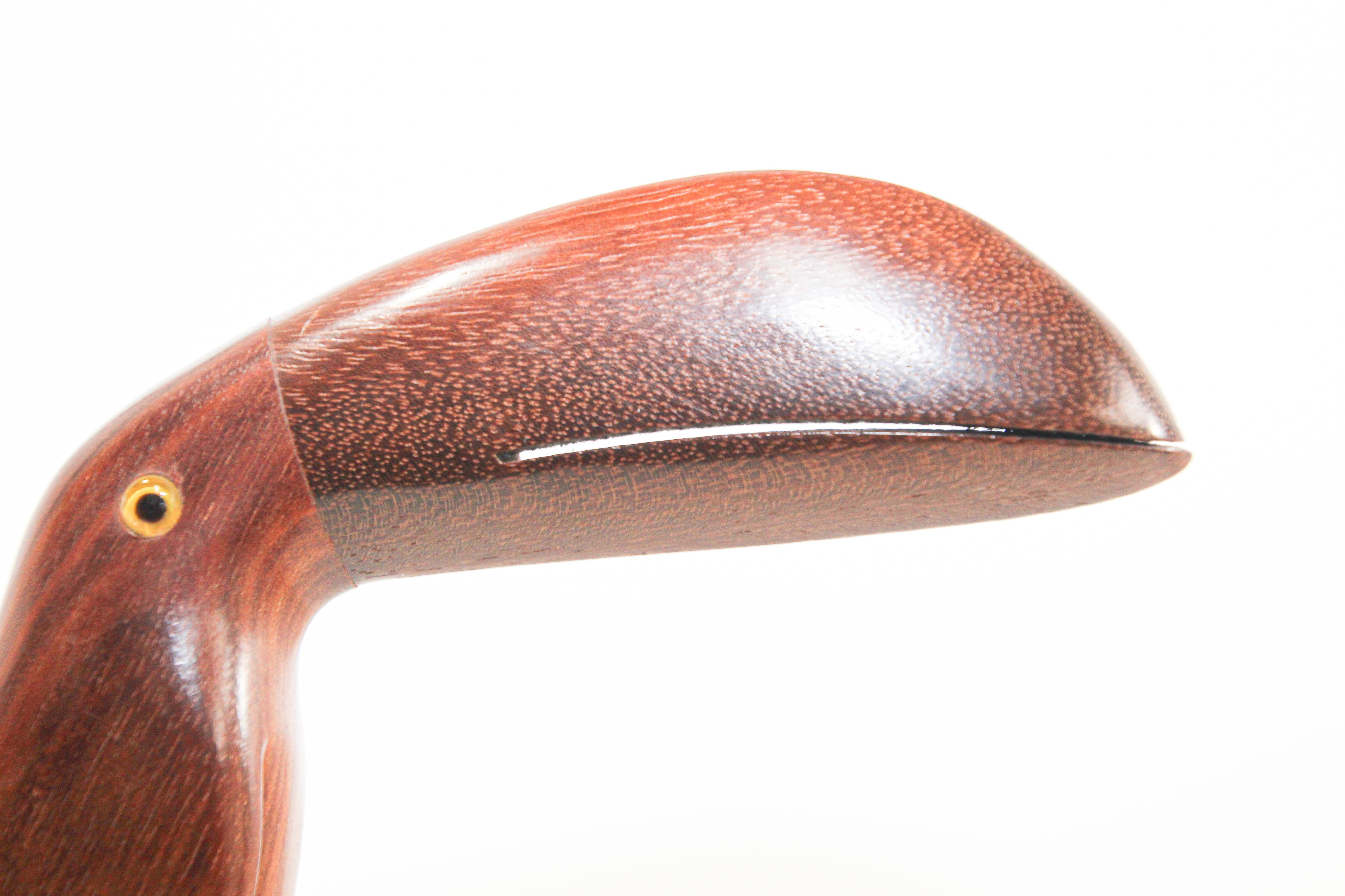 Vintage Brazilian Hand-carved Ironwood Sculpture of a Toucan 1