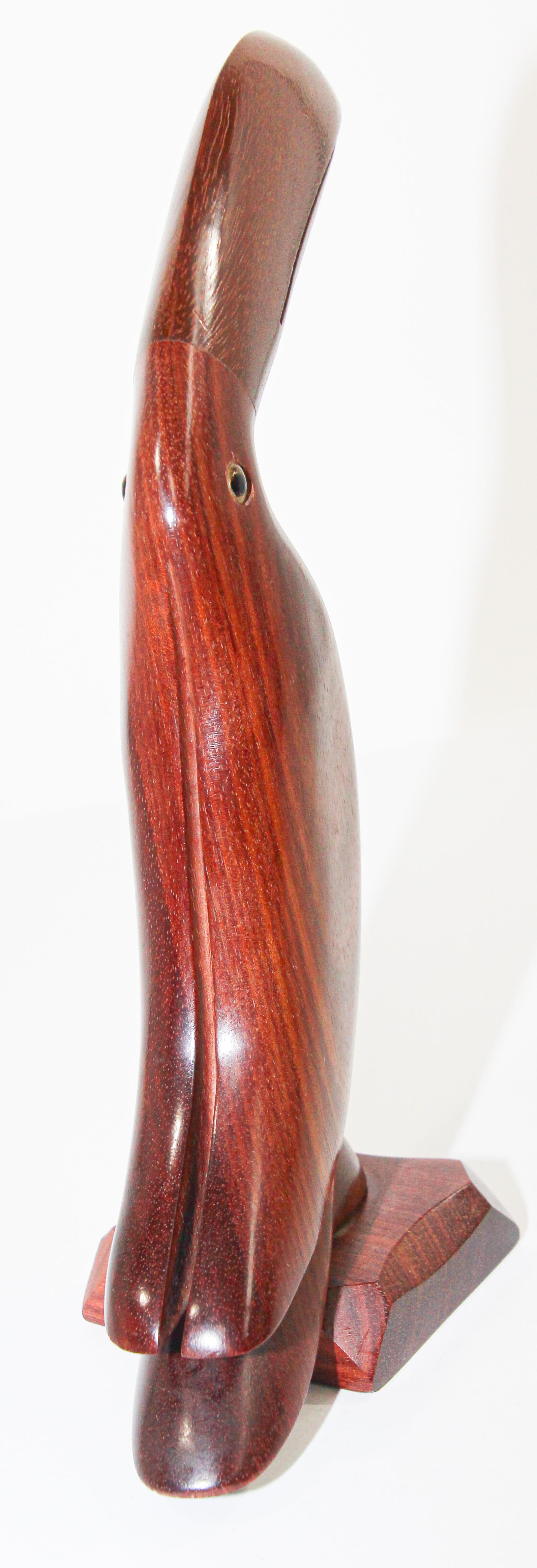 Vintage Brazilian Hand-carved Ironwood Sculpture of a Toucan 3