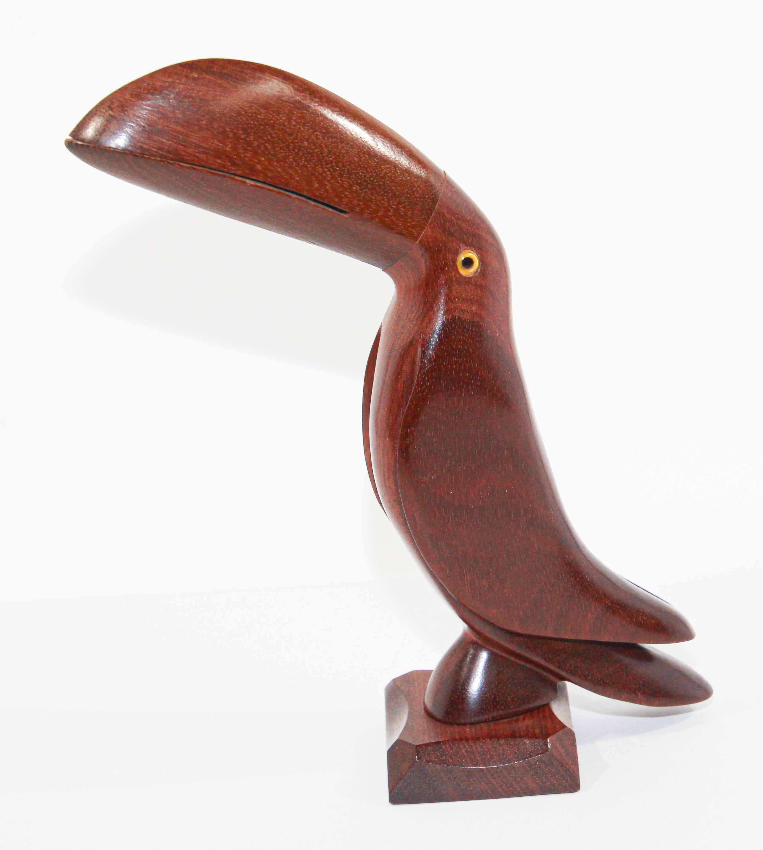 Vintage Brazilian Hand-carved Ironwood Sculpture of a Toucan 5