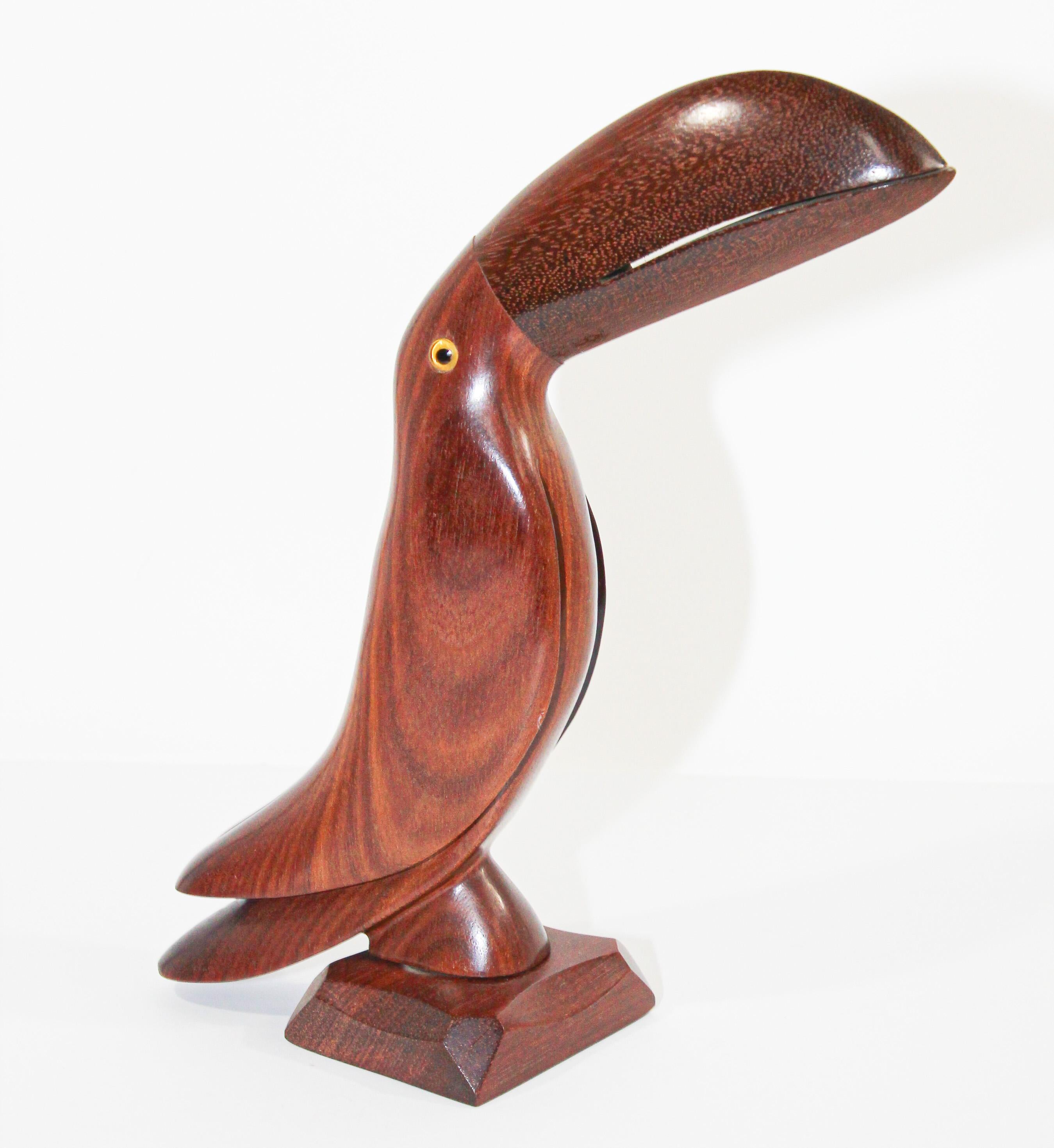 Folk Art Vintage Brazilian Hand-carved Ironwood Sculpture of a Toucan