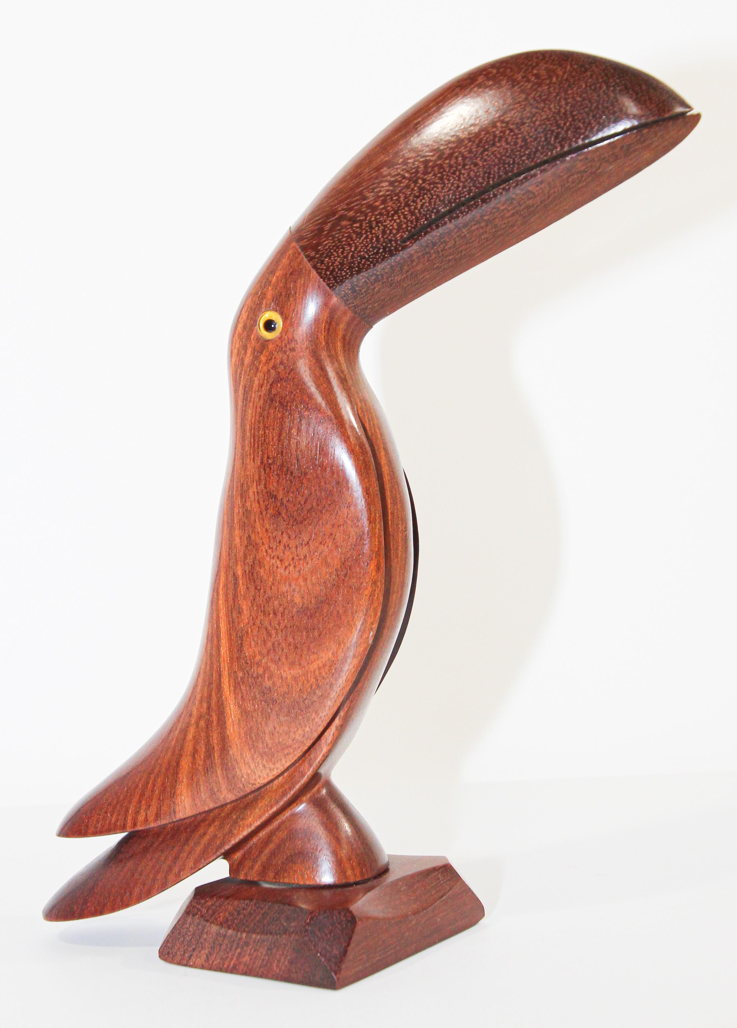 Hand-Carved Vintage Brazilian Hand-carved Ironwood Sculpture of a Toucan