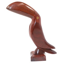Vintage Brazilian Hand-carved Ironwood Sculpture of a Toucan