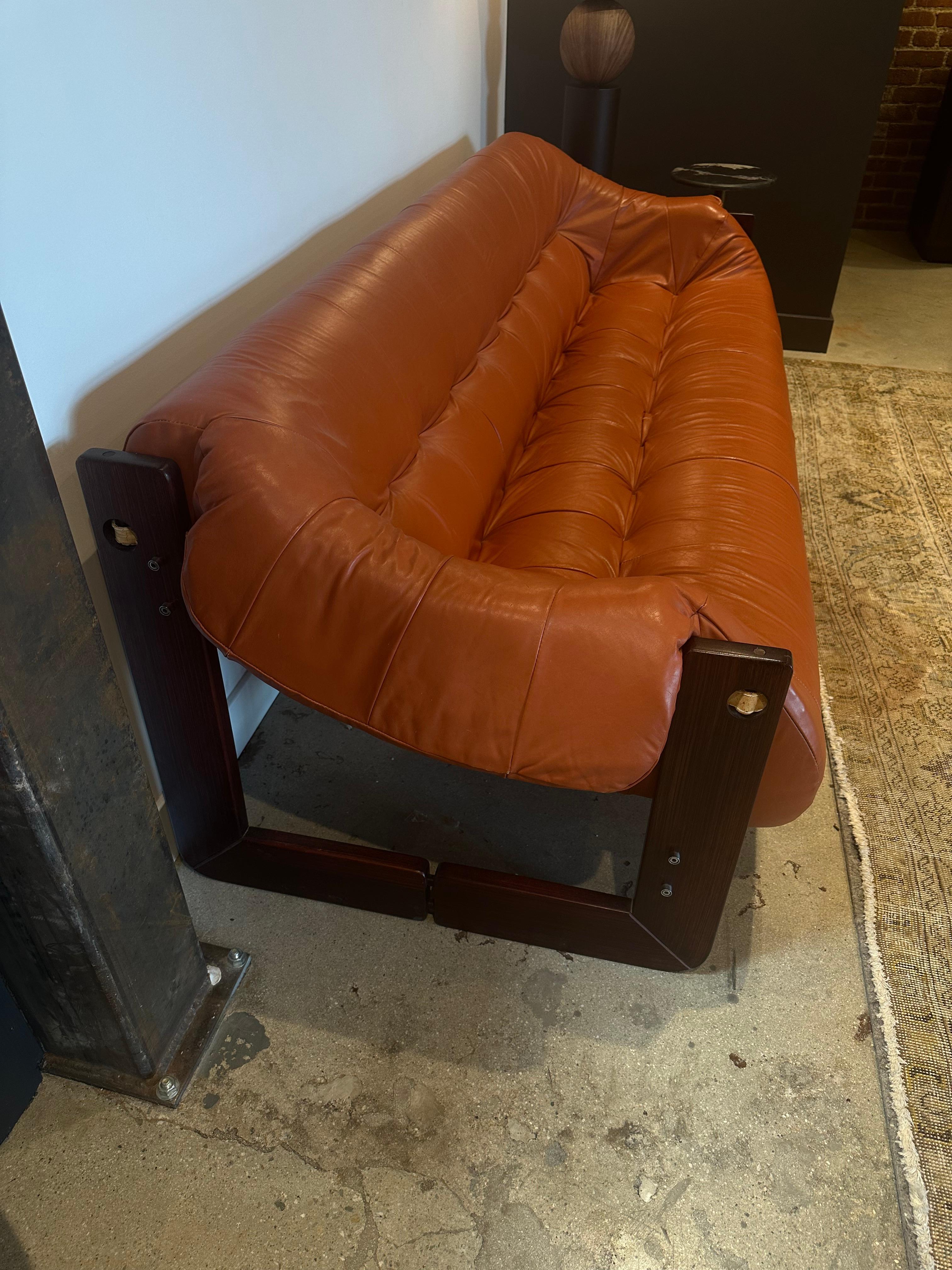 Late 20th Century Vintage Brazilian Leather Loveseat For Sale