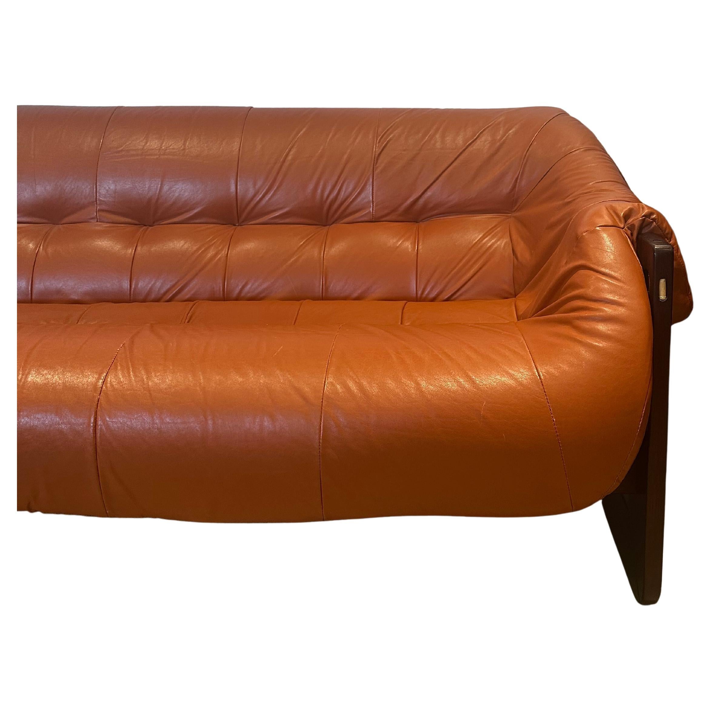 Vintage Brazilian Leather Loveseat For Sale