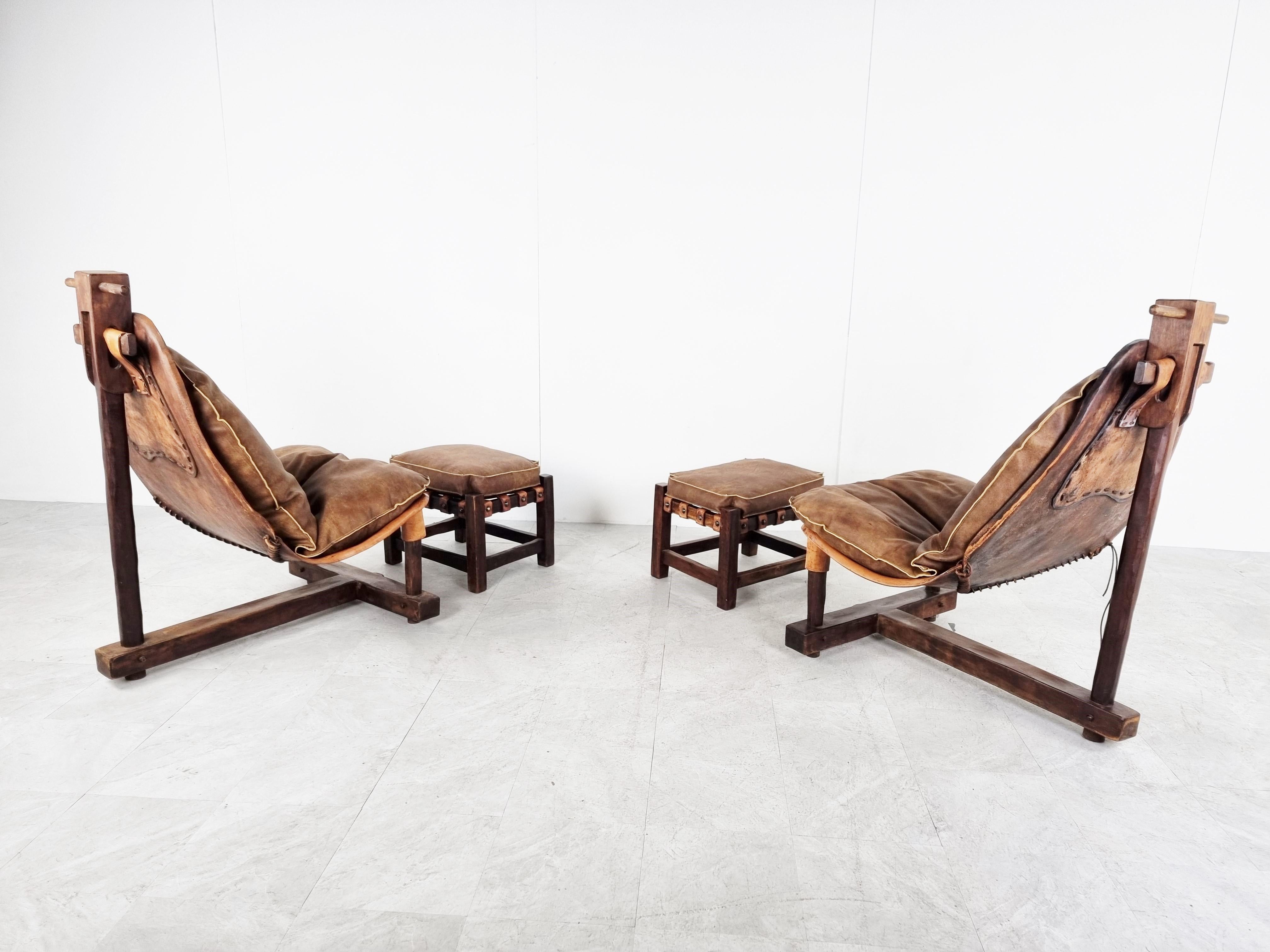 Brutalist Vintage Brazilian Lounge Chairs, 1960s Set of 2 For Sale