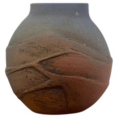 Vintage Brazilian Organic Modern Textured Studio Pottery Vase Signed