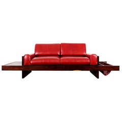 Vintage Brazilian Rosewood and Leather Sofa Attributed to Celina Moveis