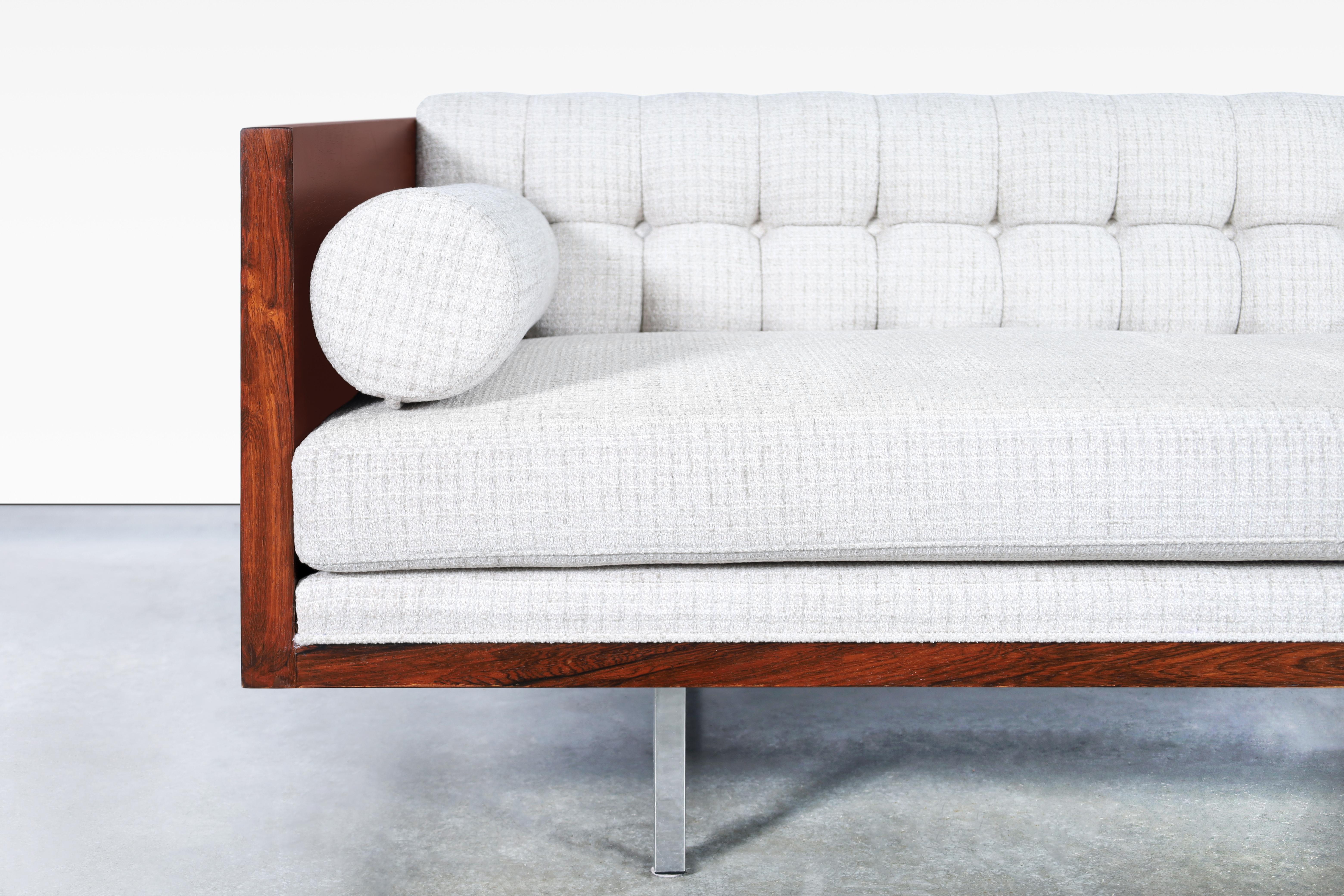 Mid-Century Modern Vintage Brazilian Rosewood Case Sofa by Milo Baughman for Thayer Coggin For Sale