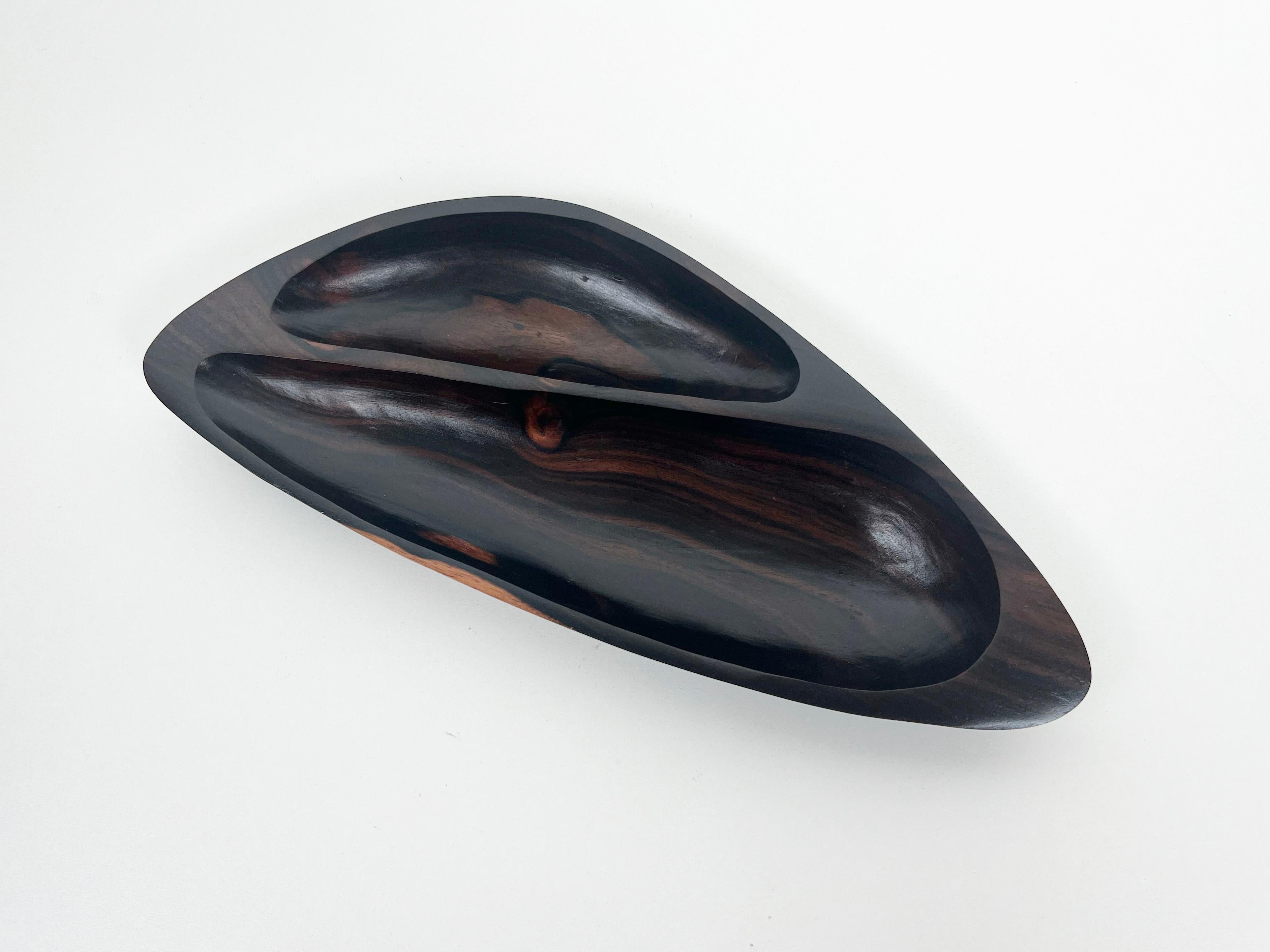 Mid-Century Modern Vintage Brazilian Rosewood Divided Bowl For Sale