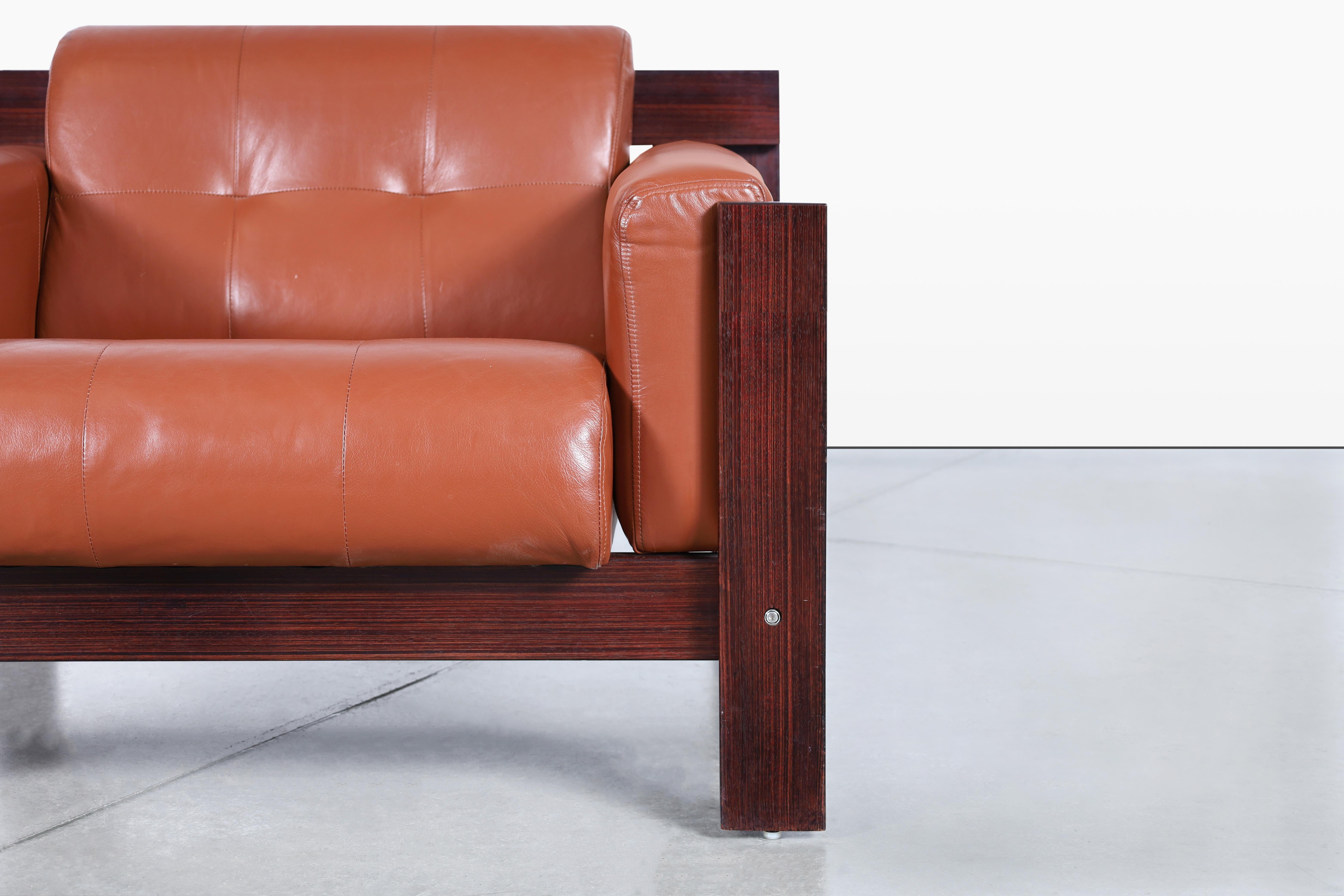 Vintage Brazilian Rosewood & Leather Lounge Chairs by Percival Lafer For Sale 2