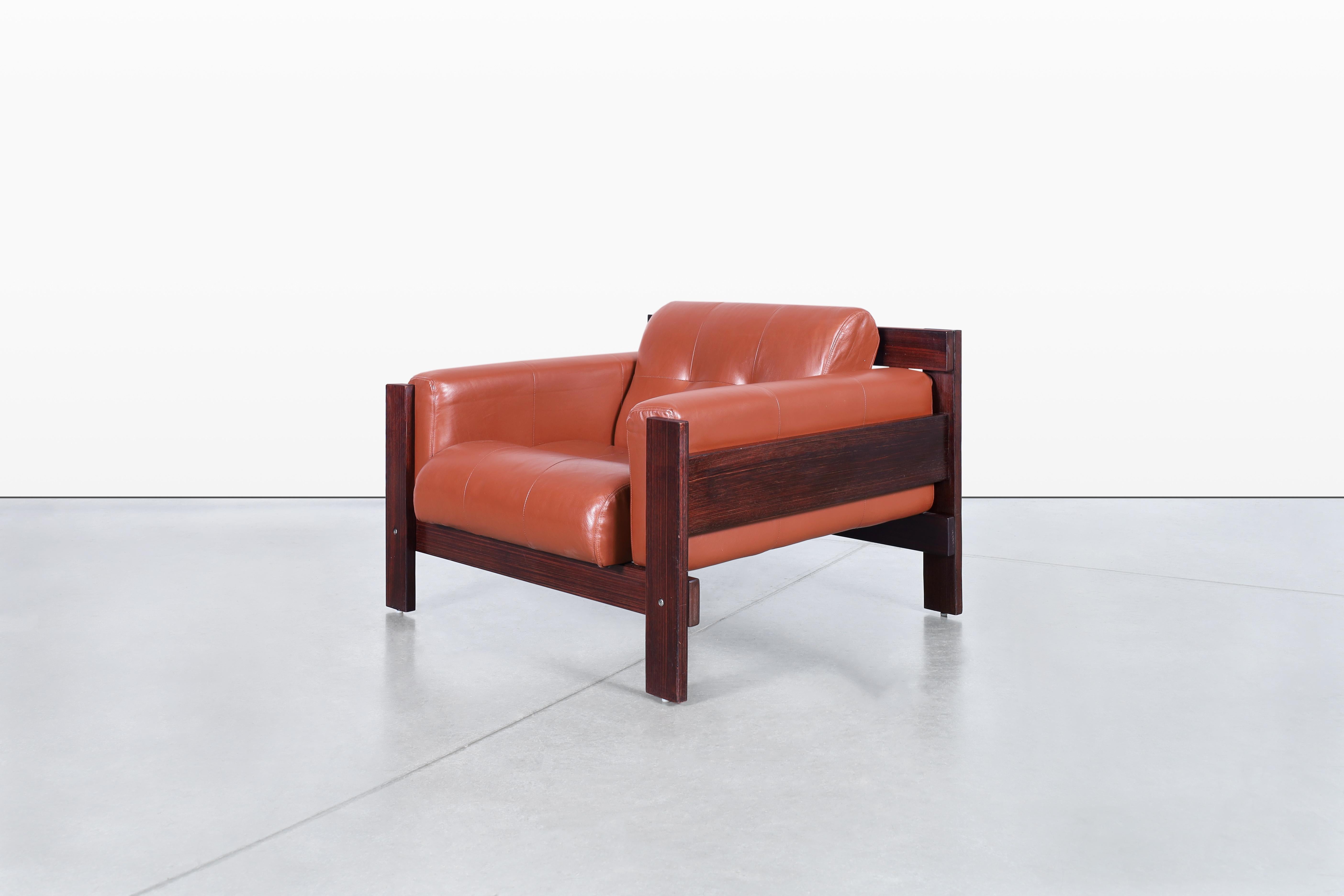 Vintage Brazilian Rosewood & Leather Lounge Chairs by Percival Lafer For Sale 3