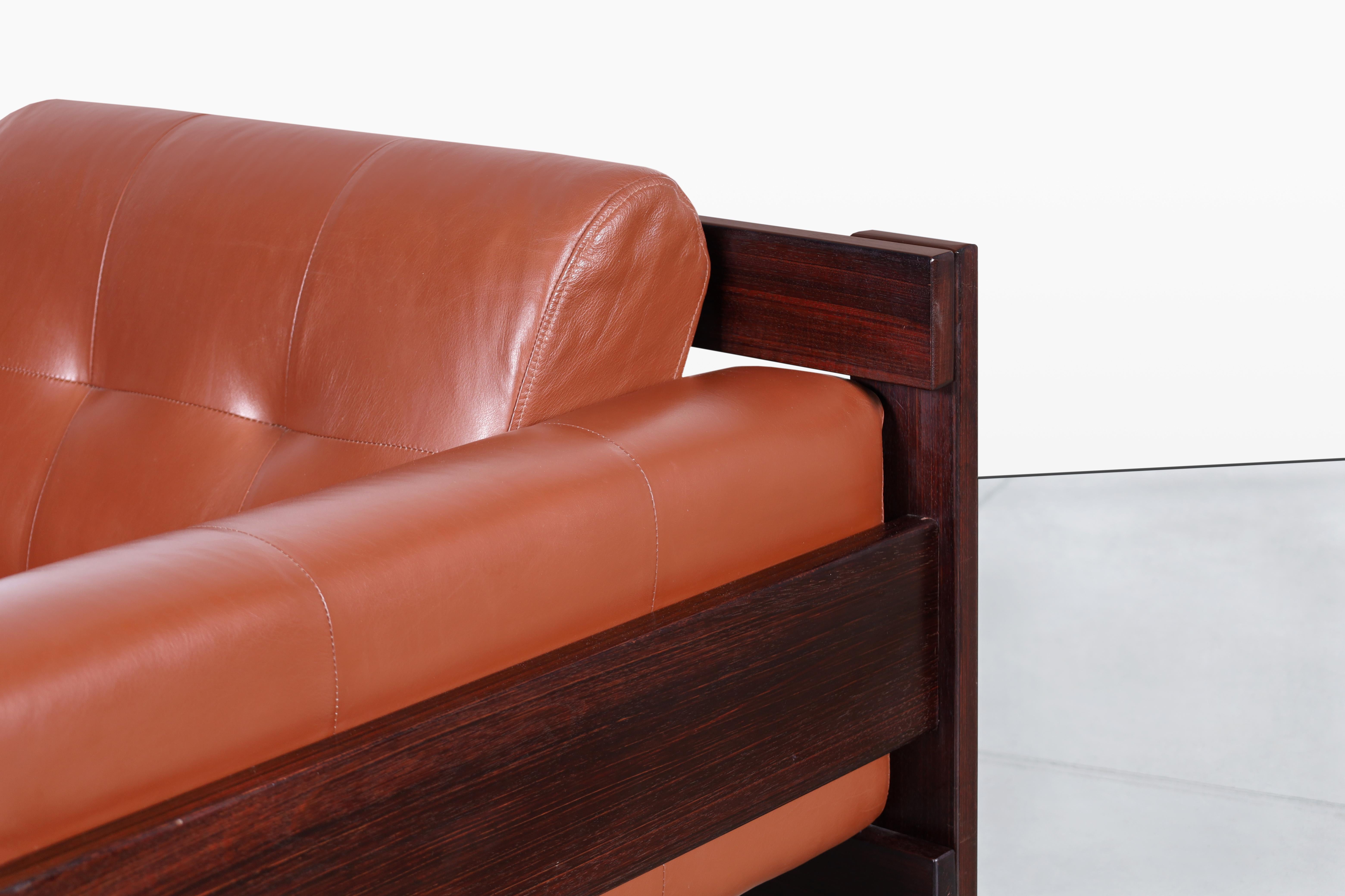 Vintage Brazilian Rosewood & Leather Lounge Chairs by Percival Lafer For Sale 4