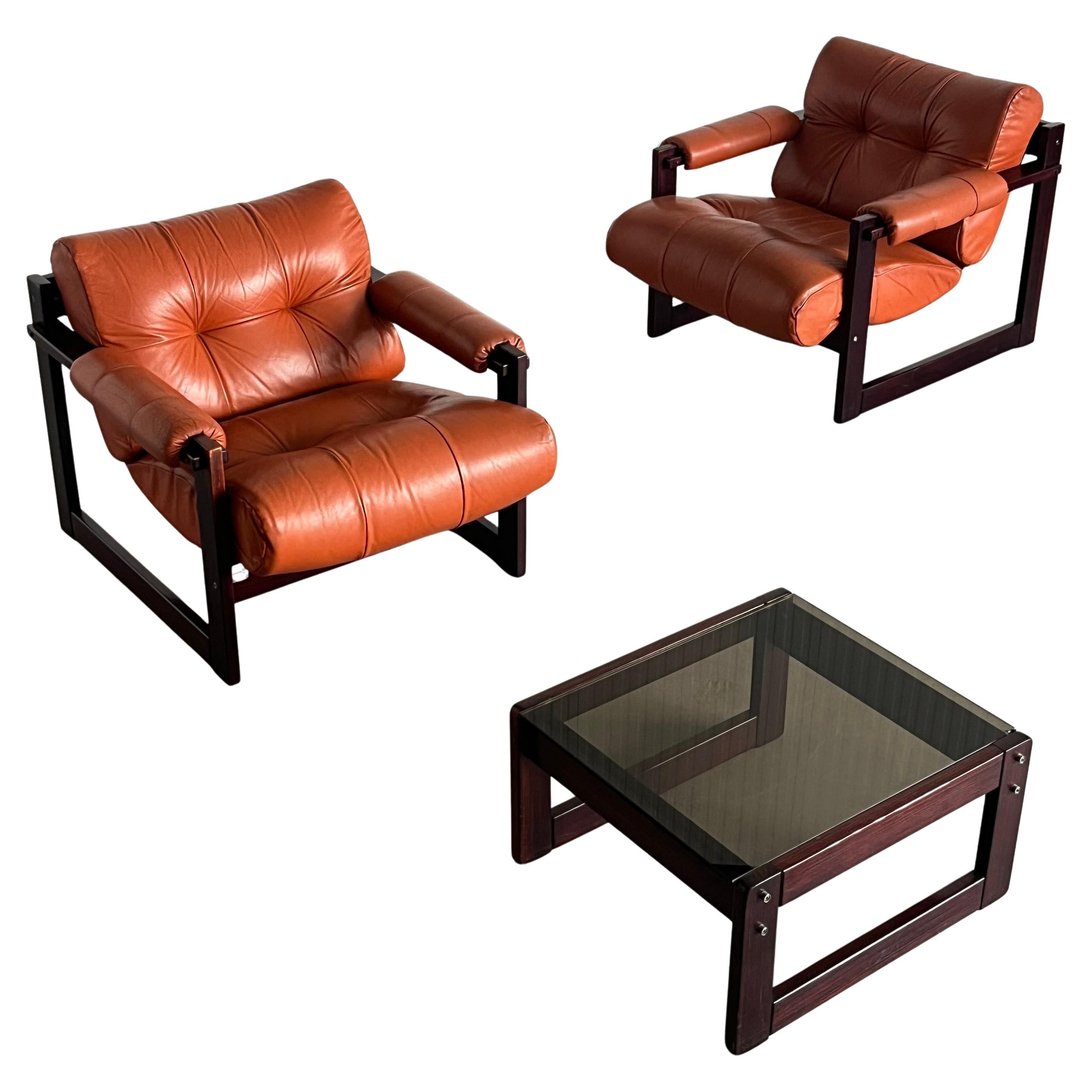 Vintage Brazilian 'S-1' Leather Seating Set by Percival Lafer, 1976 Brazil