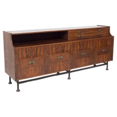 Vintage Brazilian Sideboard in Wood and Brass
