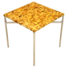 Vintage Brazilian Tiled Chrome Side Table