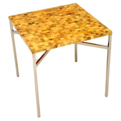 Retro Brazilian Tiled Chrome Side Table
