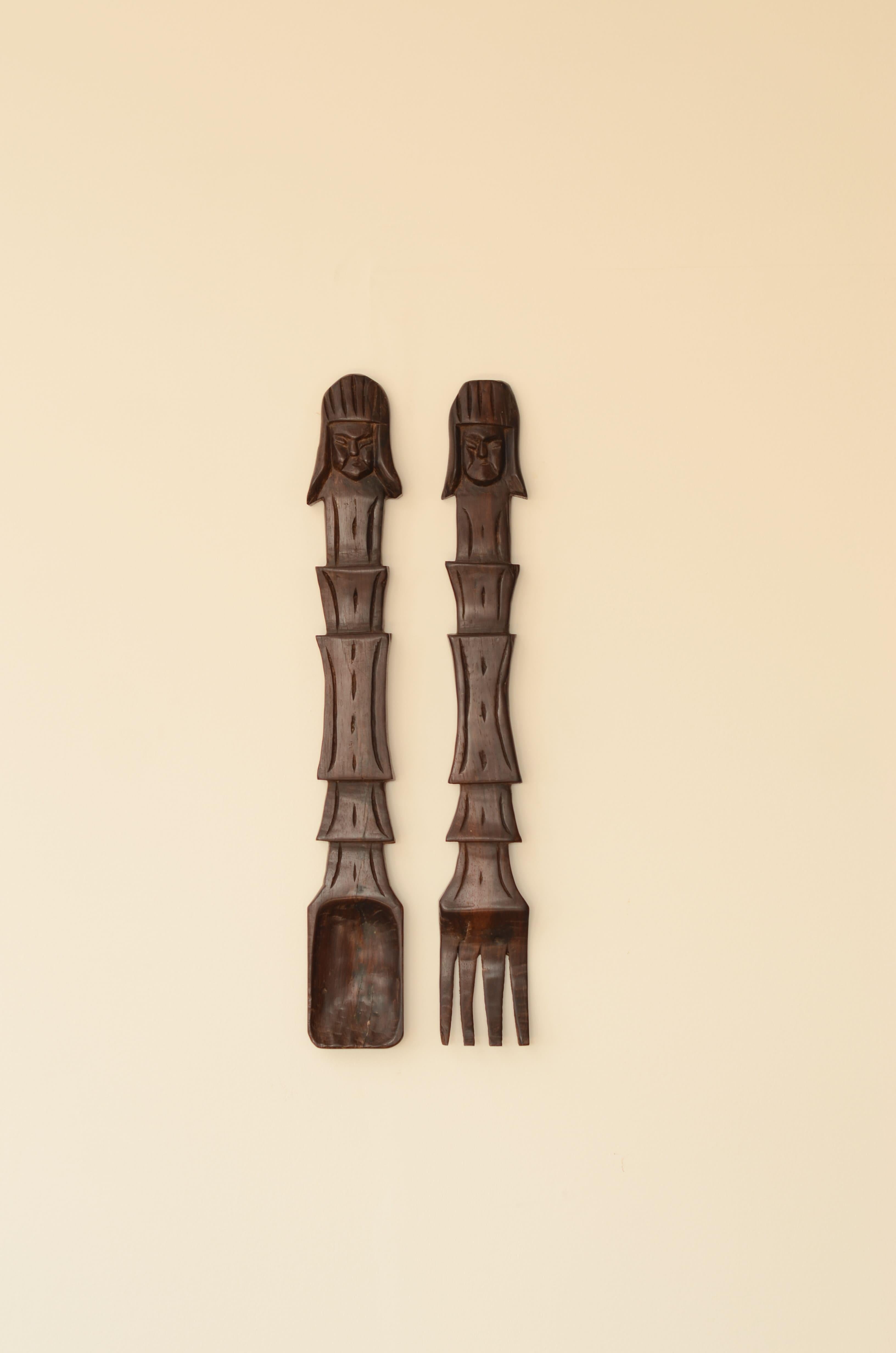 Mid-Century Modern Vintage Brazilian Wall-mounted Cutlery in Rosewood, c. 1960 For Sale