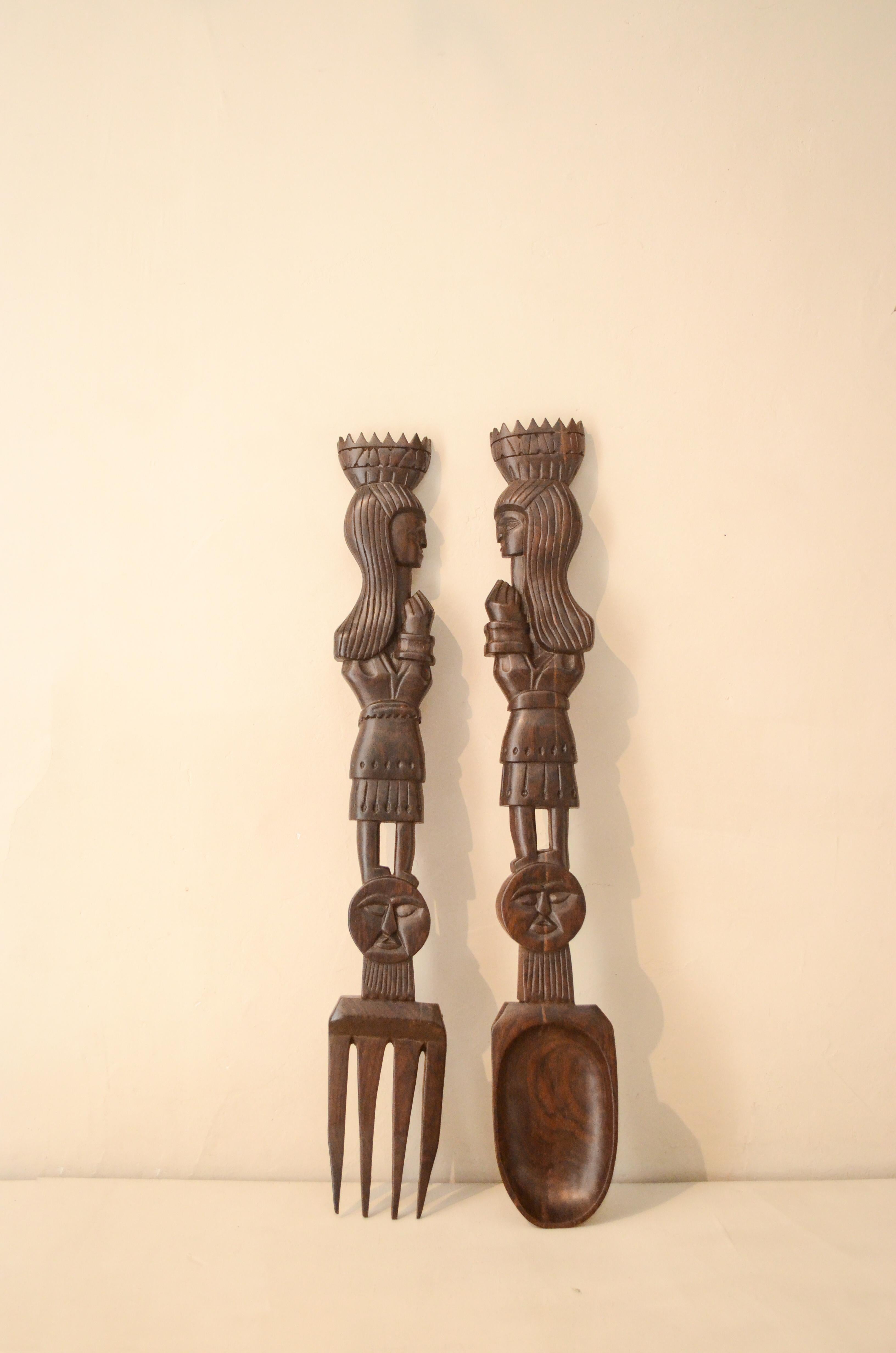 Mid-Century Modern Vintage Brazilian Wall-mounted Cutlery in Rosewood, c. 1960 For Sale