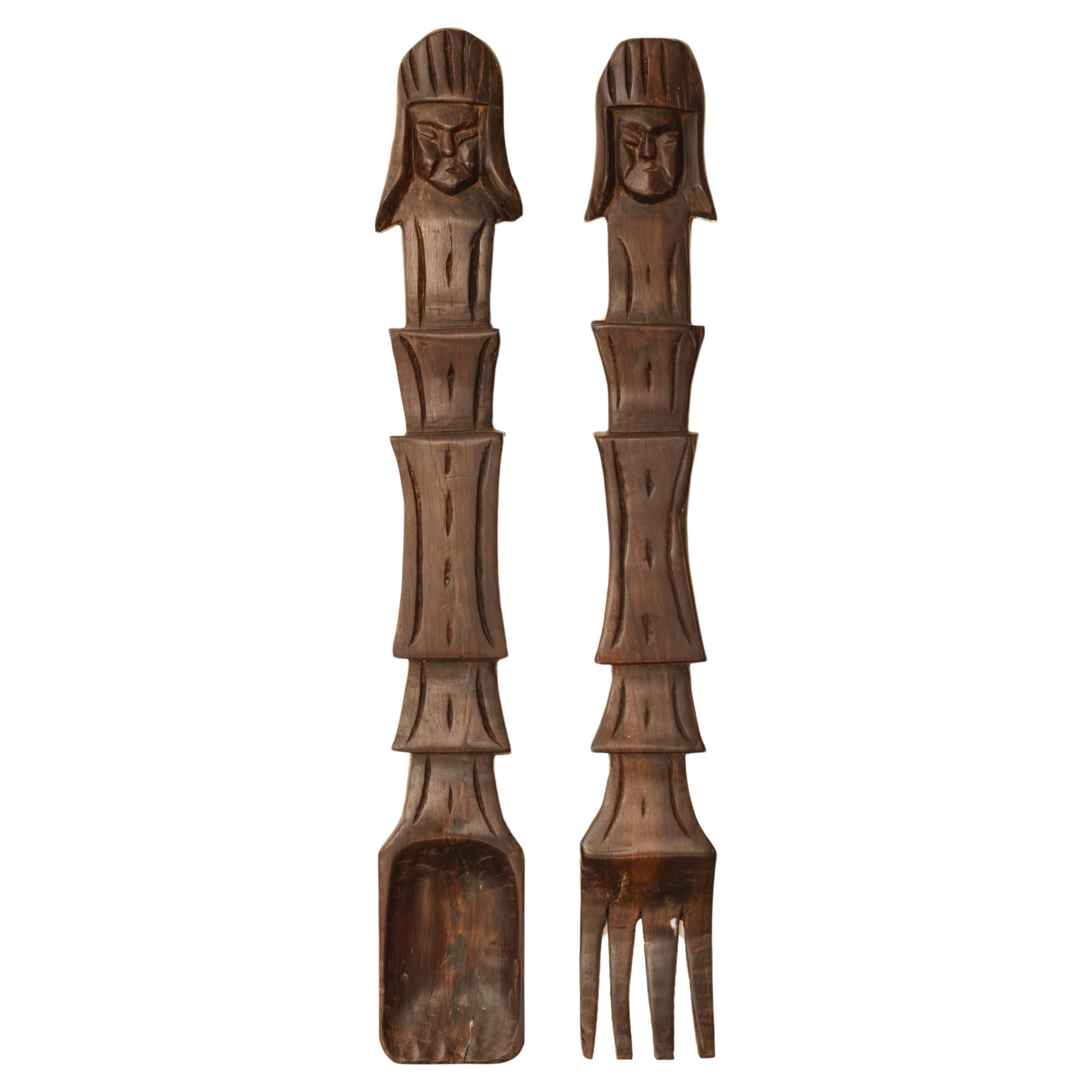 Vintage Brazilian Wall-mounted Cutlery in Rosewood, c. 1960 For Sale