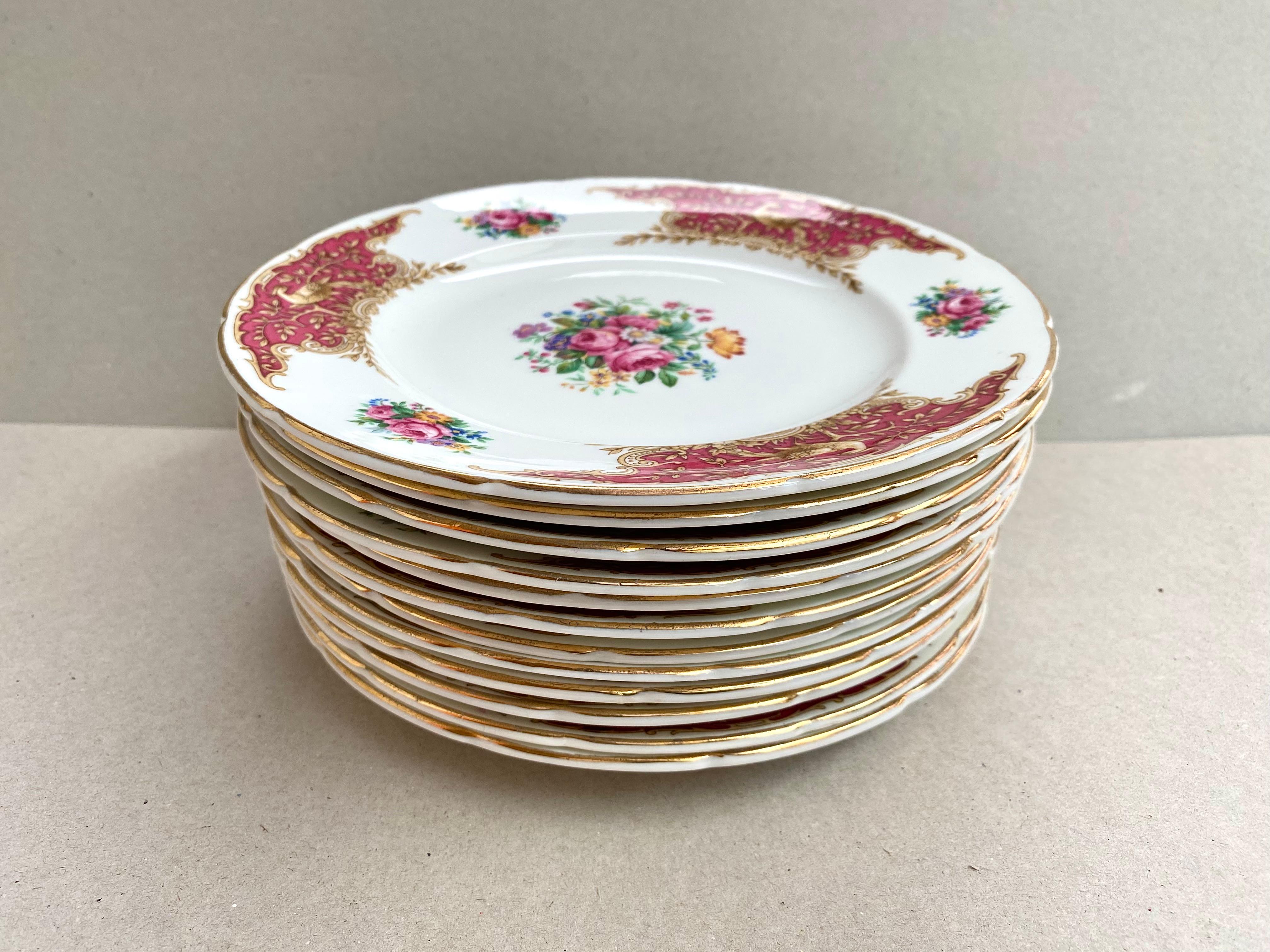 Romantic Vintage Bread and Butter Plates Vintage EB Foley England Bone China ‘Montrose’ For Sale