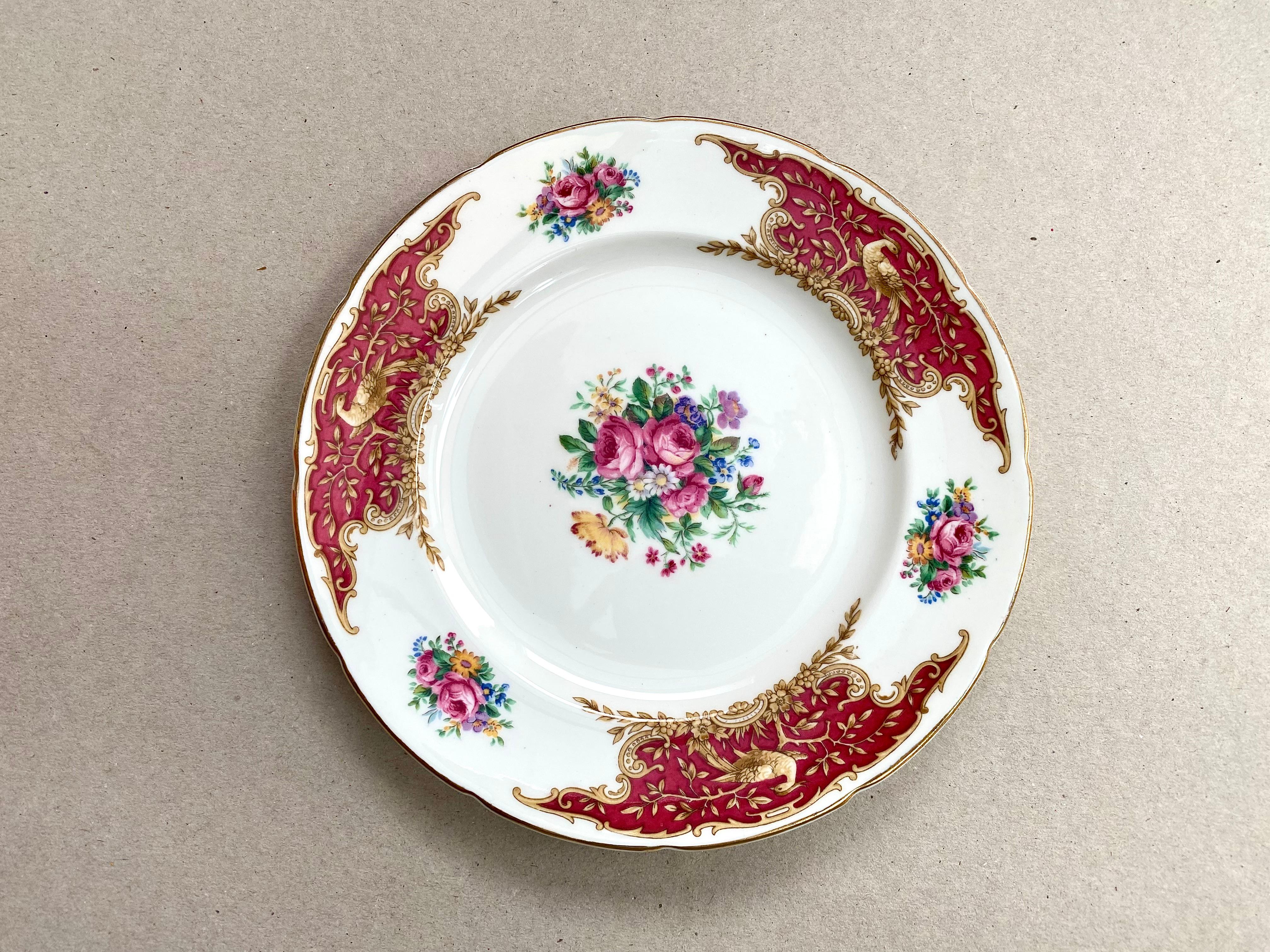 English Vintage Bread and Butter Plates Vintage EB Foley England Bone China ‘Montrose’ For Sale