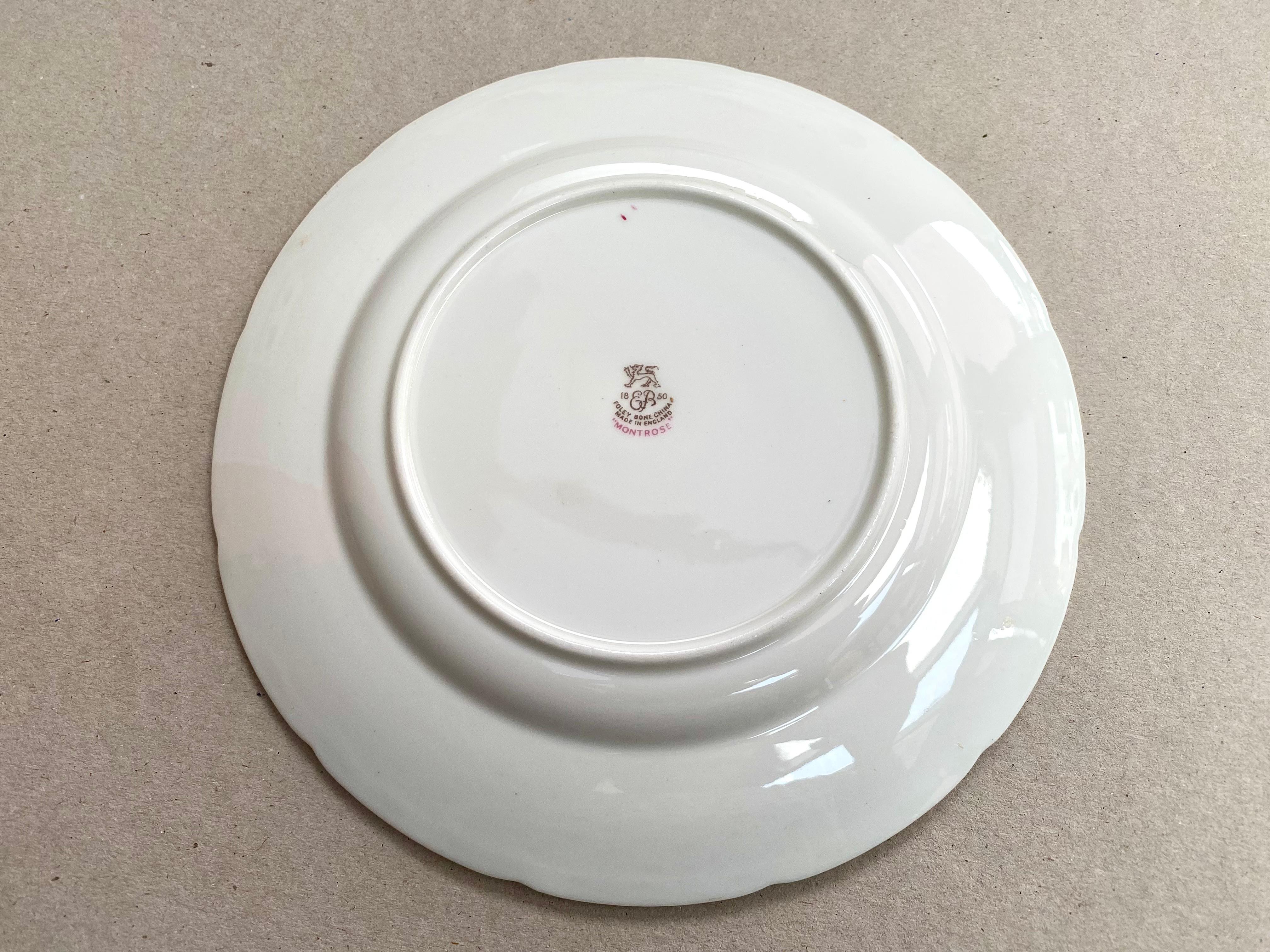 Porcelain Vintage Bread and Butter Plates Vintage EB Foley England Bone China ‘Montrose’ For Sale
