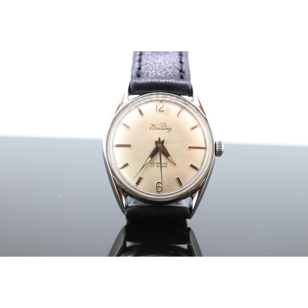 Vintage Breitling 17 Jewel Rubis Manual 1950s 34mm Watch 633 For Sale 2