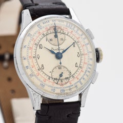 Vintage Breitling 2-Register Chronograph Ref. 178 Chrome and Steel Watch, 1946