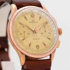 Vintage Breitling Cadette Oversized Chronograph 18 Karat Rose Gold, 1955