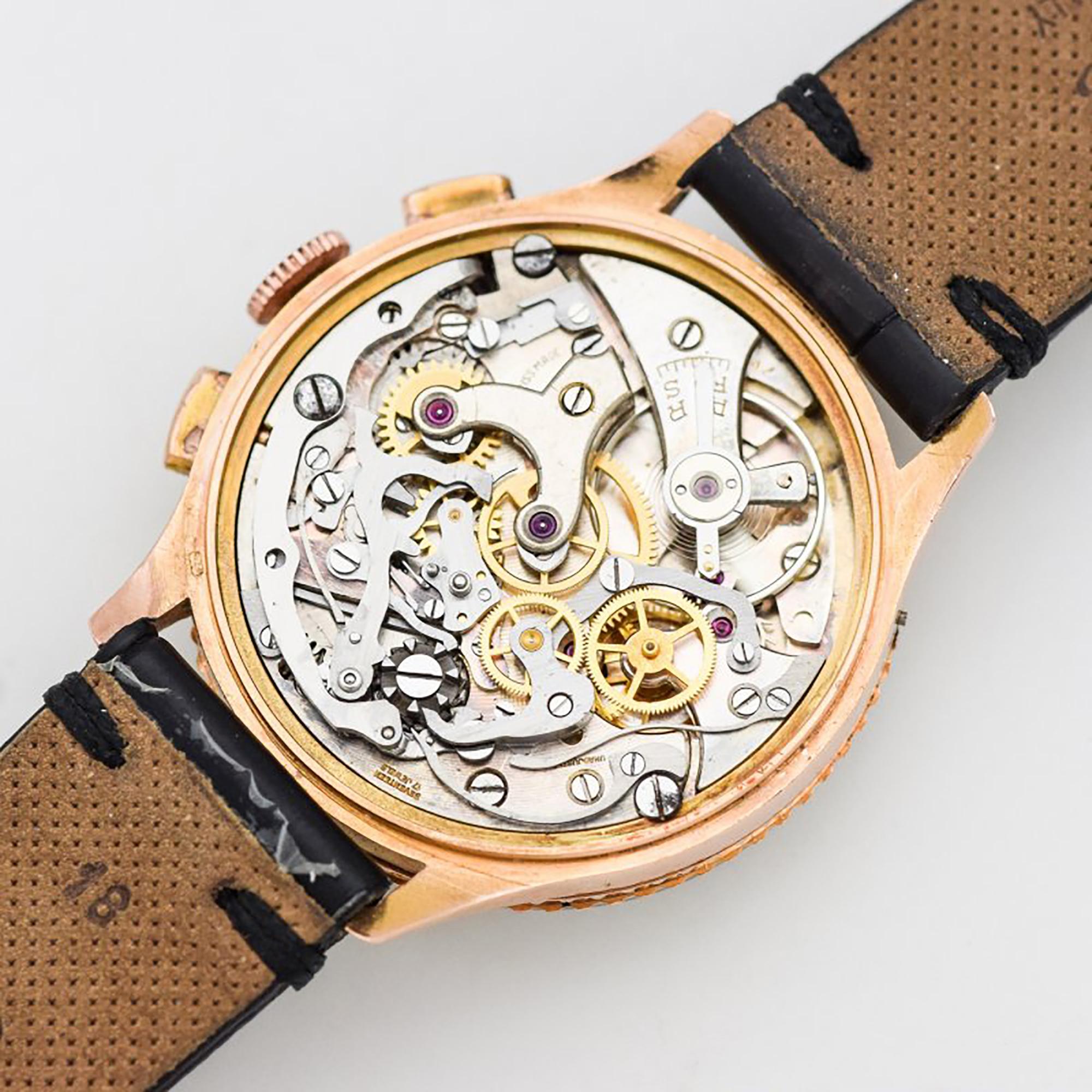 Vintage Breitling Chronomat 18 Karat Rose Gold Watch, 1945 For Sale 3