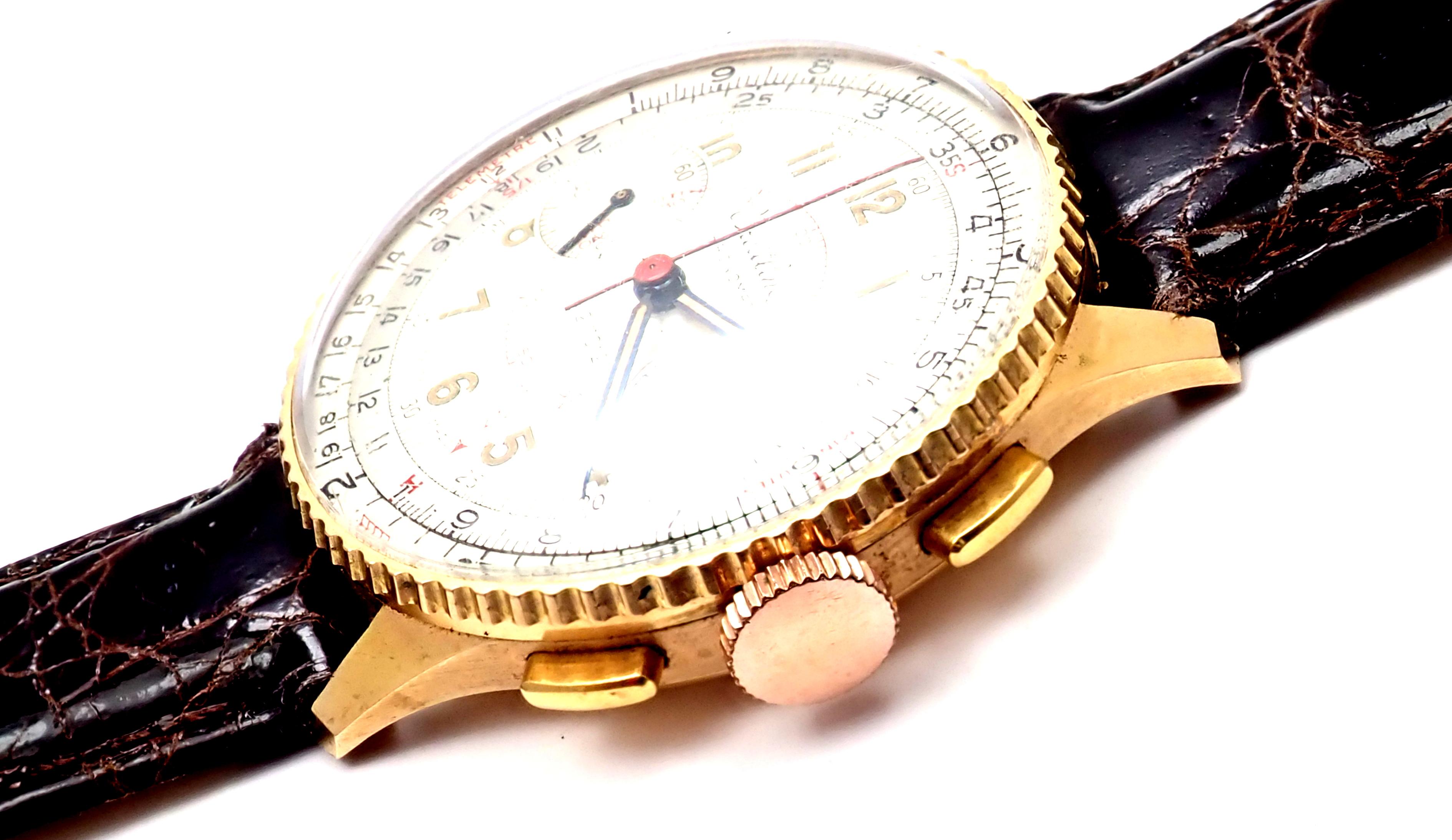 Women's or Men's Vintage Breitling Chronomat Chronograph Yellow Gold Watch