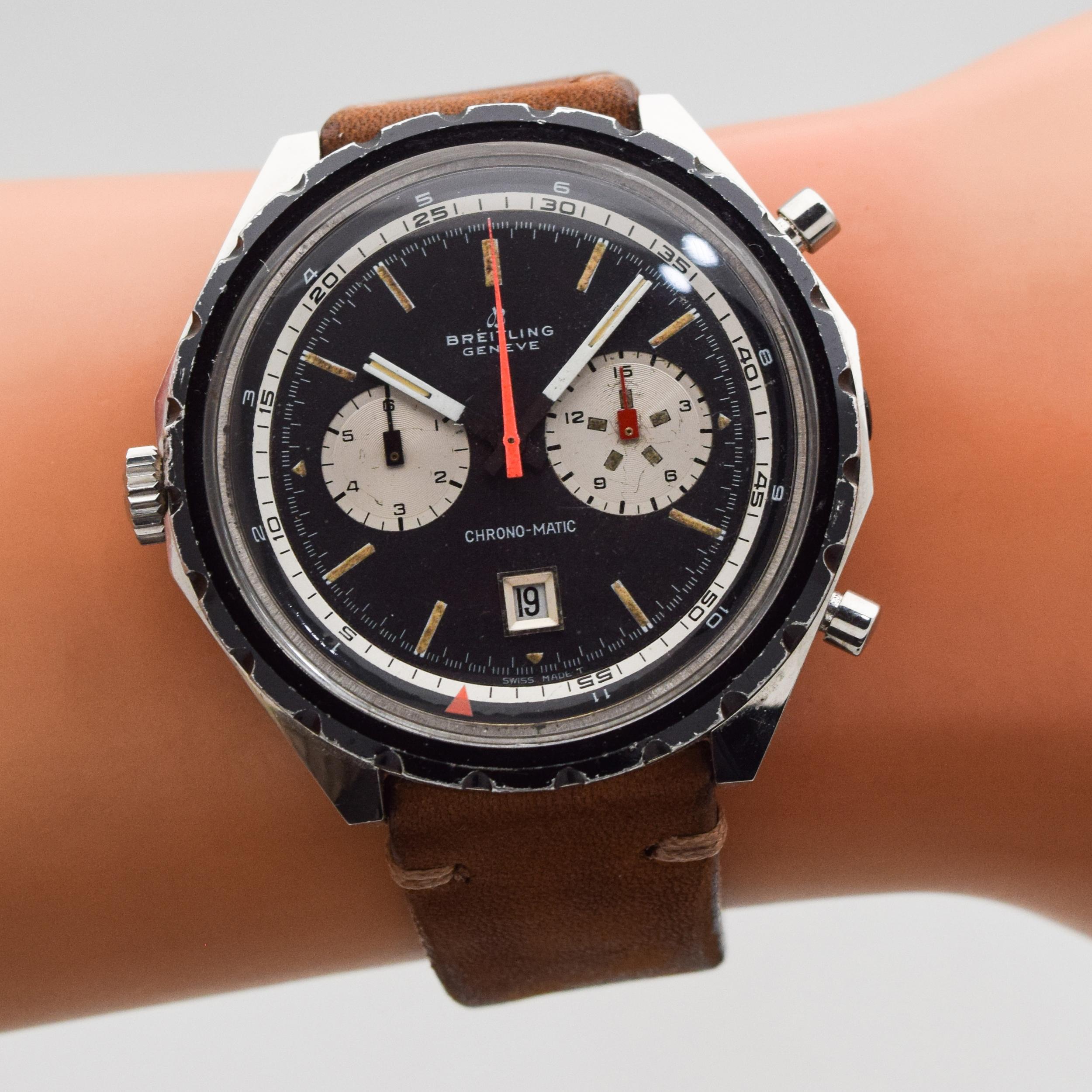Vintage Breitling Chronomatic Stainless Steel Watch, 1968 For Sale 4