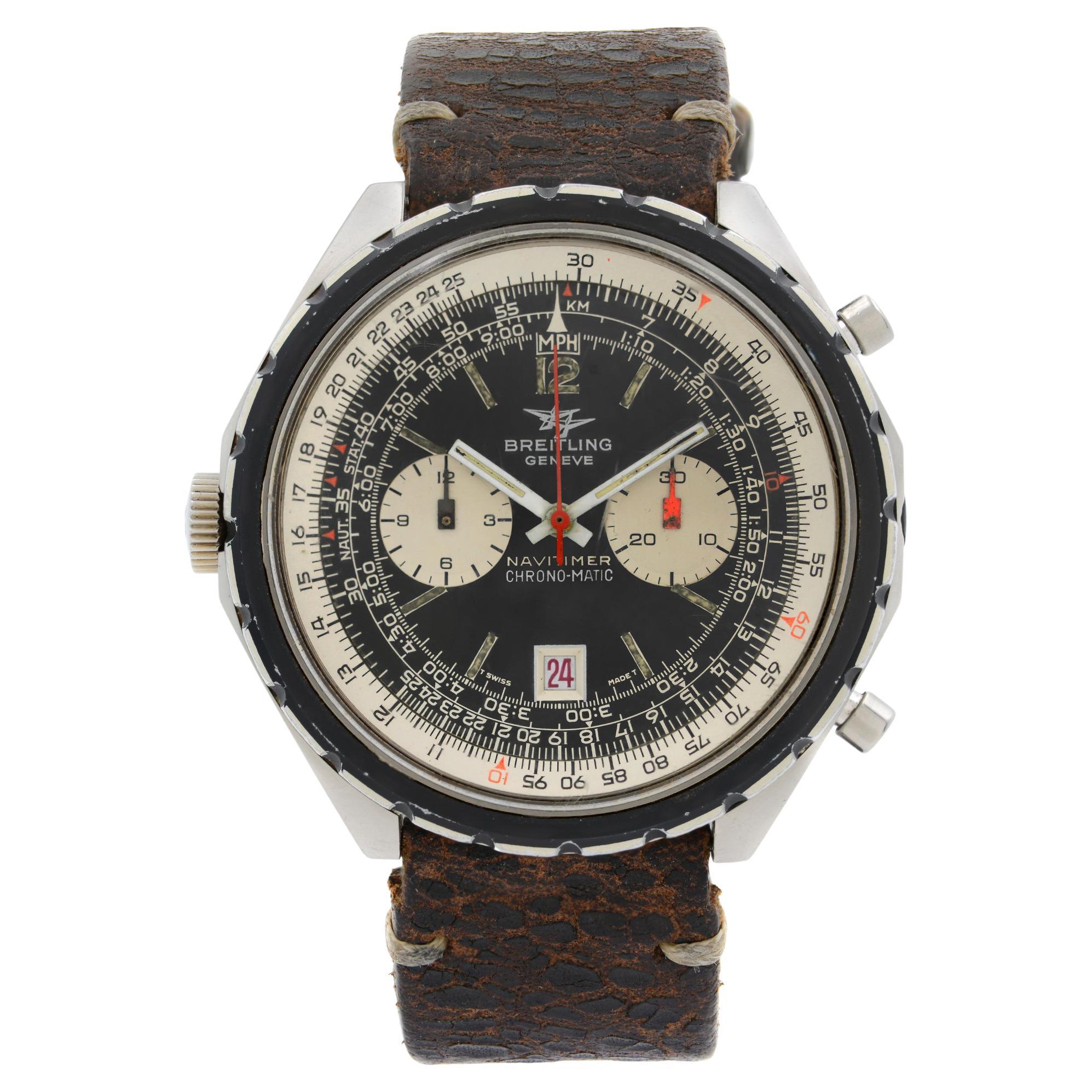 Vintage Breitling Navitimer Chrono-Matic Black and White Dial Mens Watch 1806 For Sale