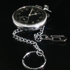 Vintage Breitling Wakmann 18 Jewel Swiss Pocket Chronograph Black Dial 50mm