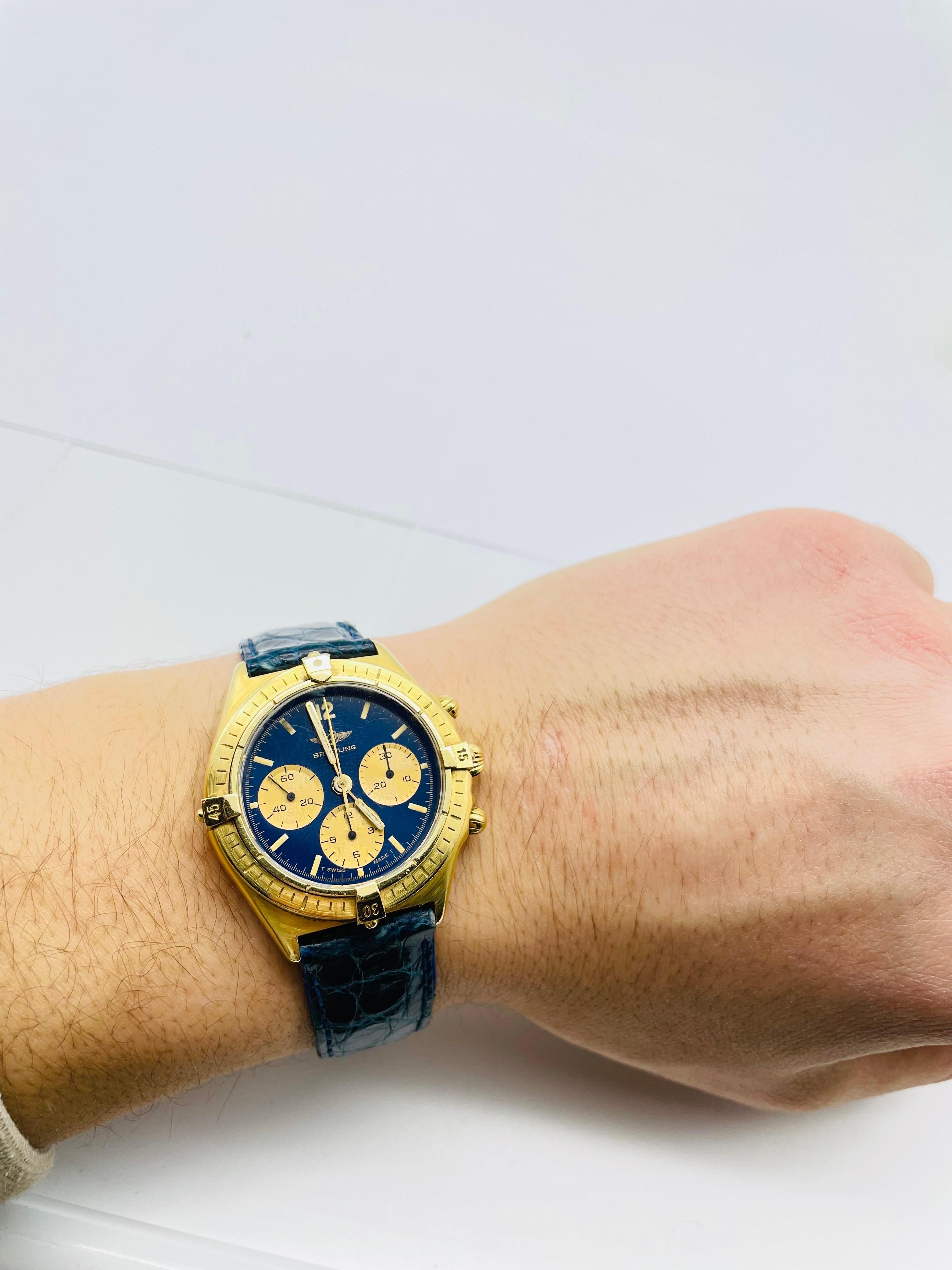 Vintage Breitling Watch 18k Yellow Gold Callisto Chrono Ref. 80520 3