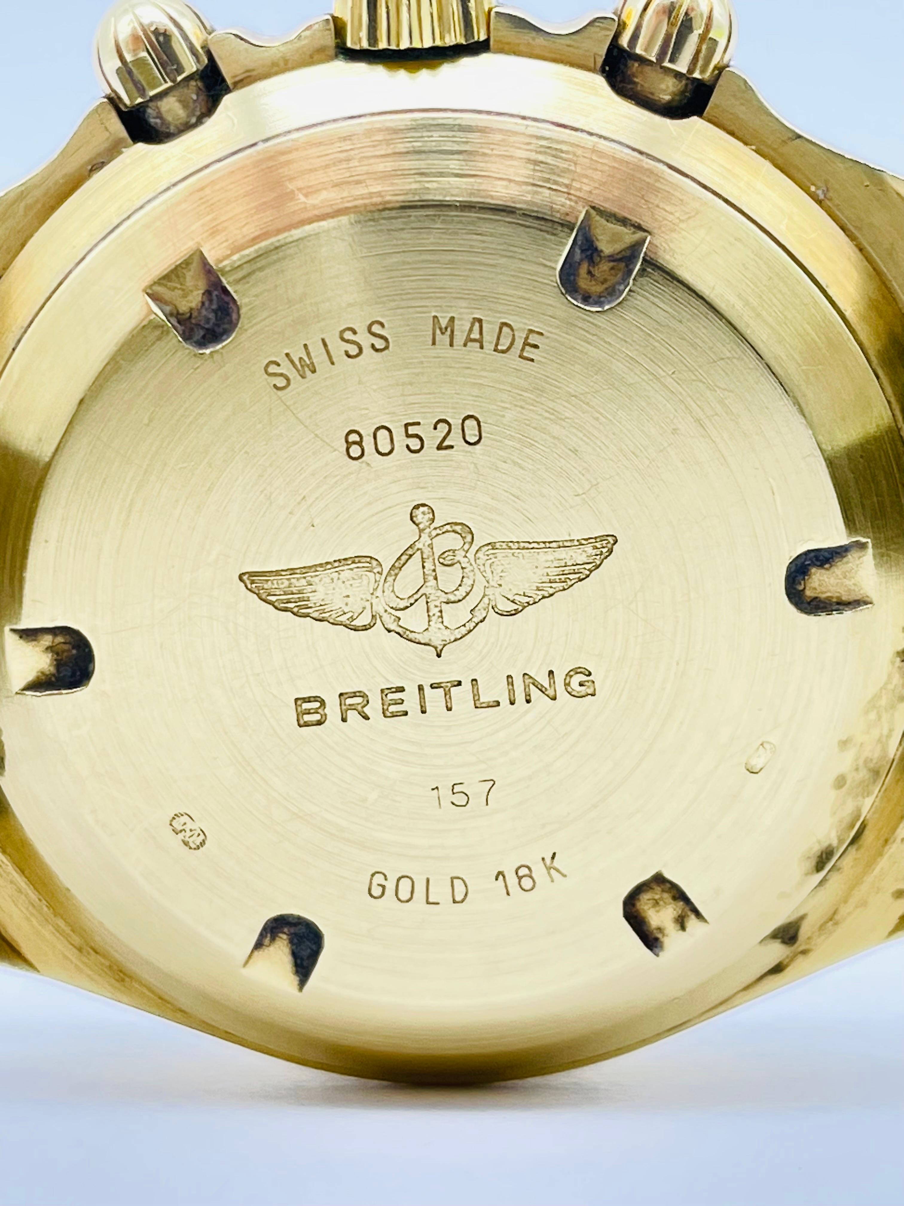 Vintage Breitling Watch 18k Yellow Gold Callisto Chrono Ref. 80520 5