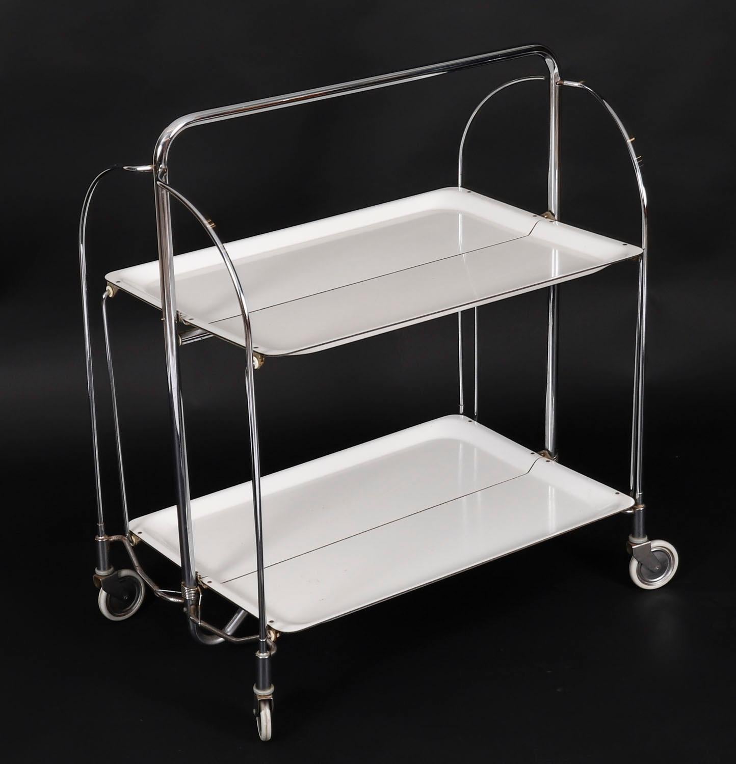 Vintage Bremshey Gerlinol Serviteur pliant / Chariot à boissons Milieu du 20ème siècle en vente 1