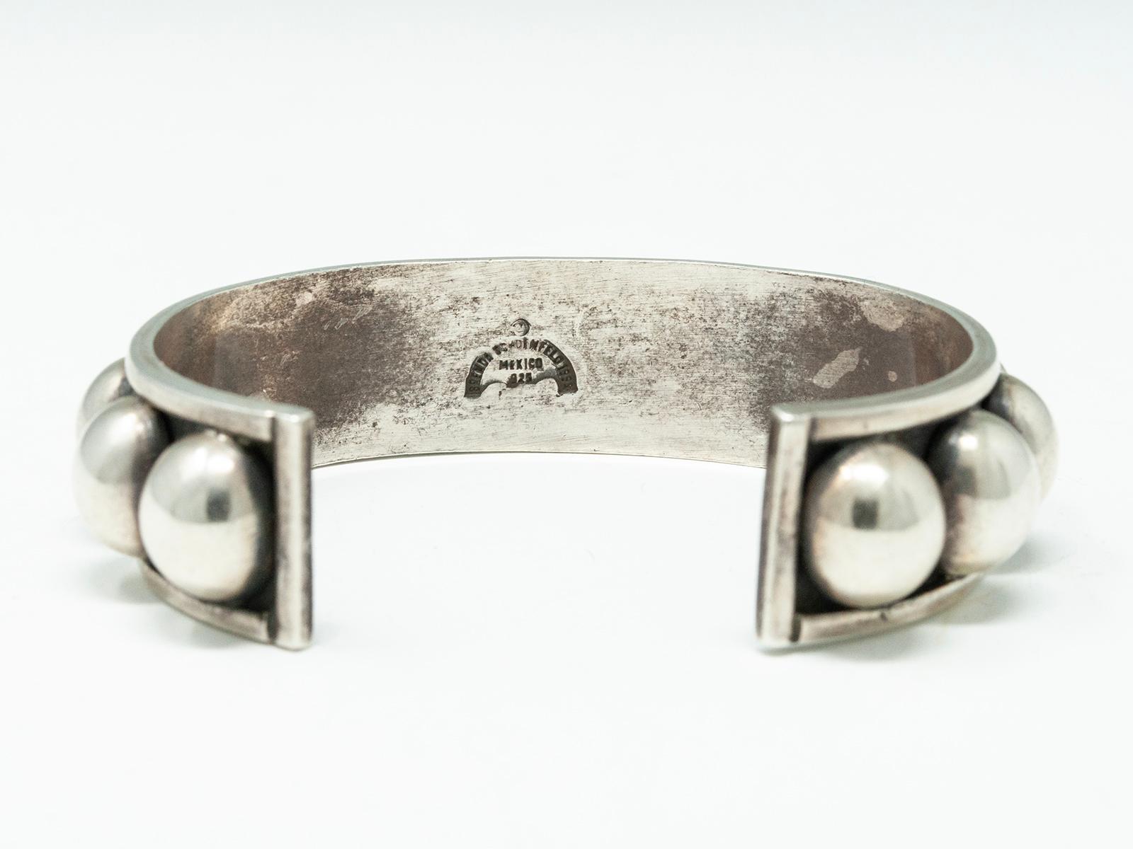 Women's or Men's Vintage Brenda Schoenfeld Mexico Sterling Silver Ball Bracelet For Sale