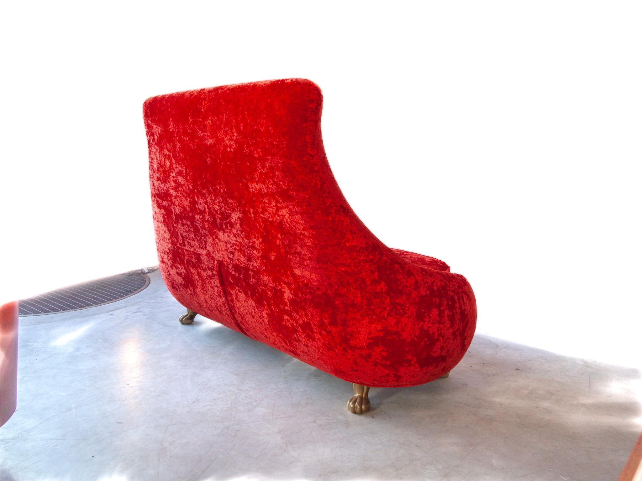 Vintage Bretz Iconic Red Loveseat Sofa 