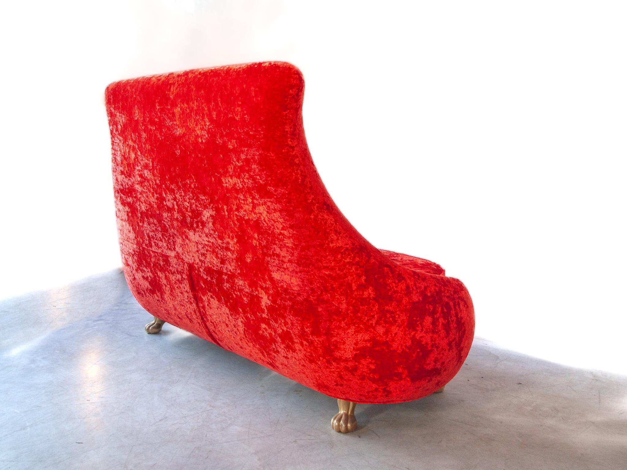 Vintage Bretz Iconic Red Loveseat Sofa 