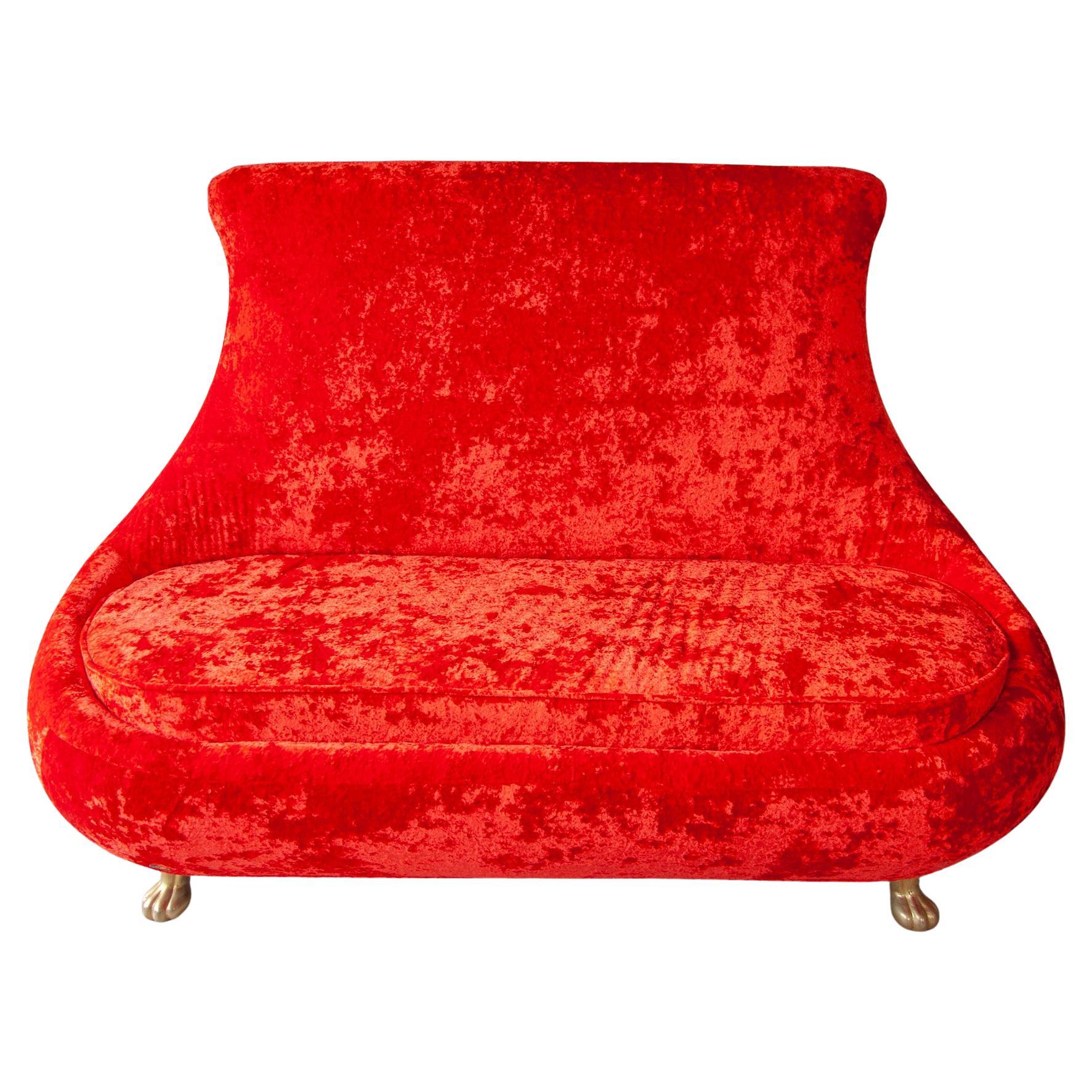Vintage Bretz Iconic Red Loveseat Sofa "Livingroom Set" Germany For Sale