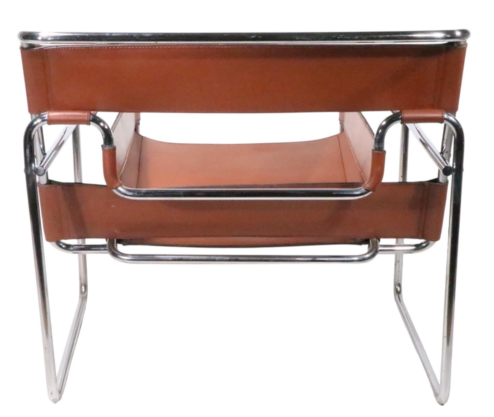 Chaise longue vintage Breuer Wassily en chrome et cuir brun c. 1960/70's en vente 5